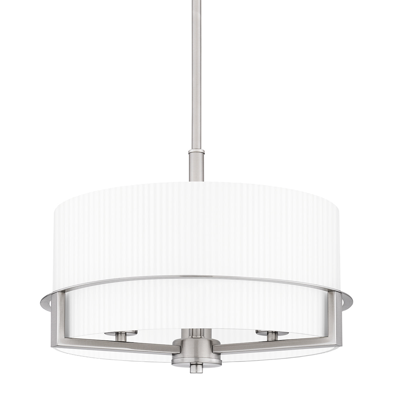 Photos - Chandelier / Lamp Quoizel SEY2815 Seymour 3 Light 15" Wide Pendant with Etched Opal Ribbed Glass Shade Brushed Nickel Indoor Lighting Pendants 