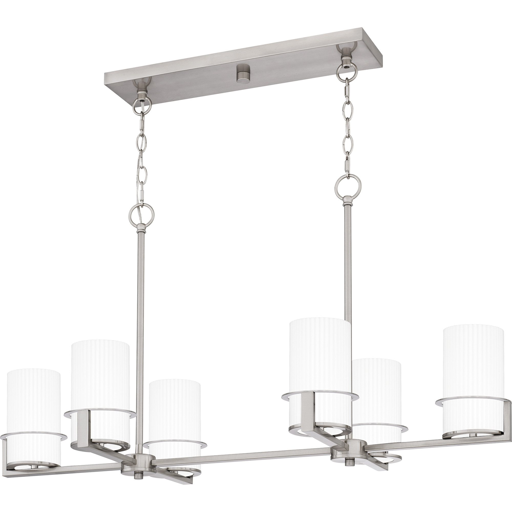 Photos - Chandelier / Lamp Quoizel SEY636 Seymour 6 Light 36" Wide Linear Chandelier with Ribbed Etched Opal Glass Shades Brushed Nickel Indoor Lightin 