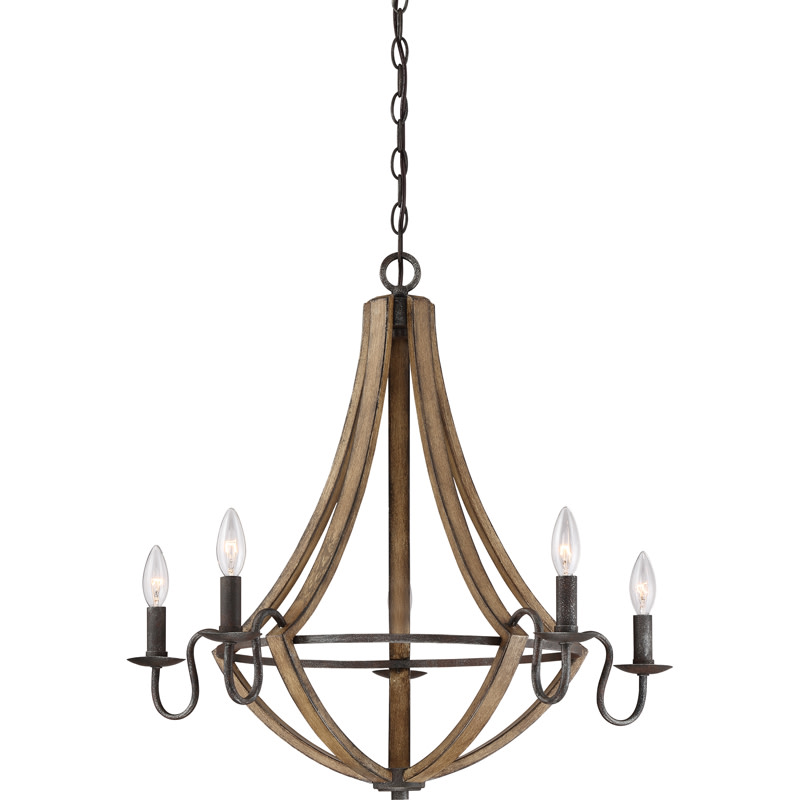 Photos - Chandelier / Lamp Quoizel SHR5005 Shire 5 Light 26-1/2" Wide Chandelier Rustic Black Indoor Lighting Chandeliers SHR5005RK 