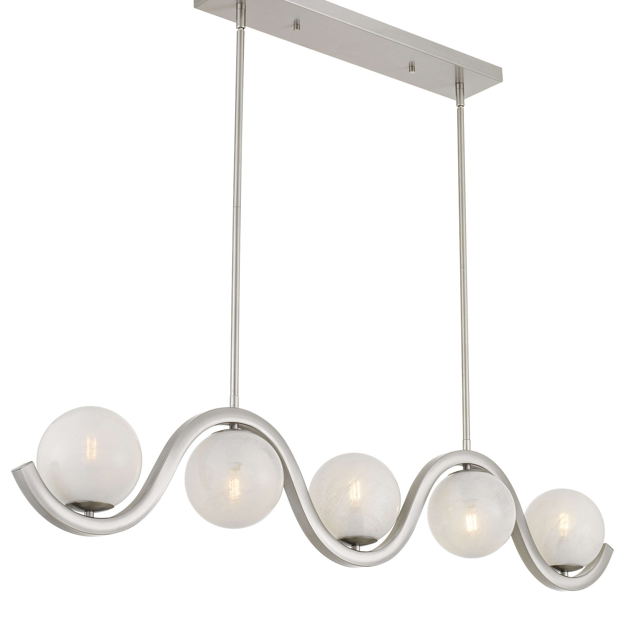 Photos - Chandelier / Lamp Quoizel SRI551 Spherical 5 Light 49" Wide Abstract Linear Chandelier Brushed Nickel Indoor Lighting Chandeliers SRI551BN 
