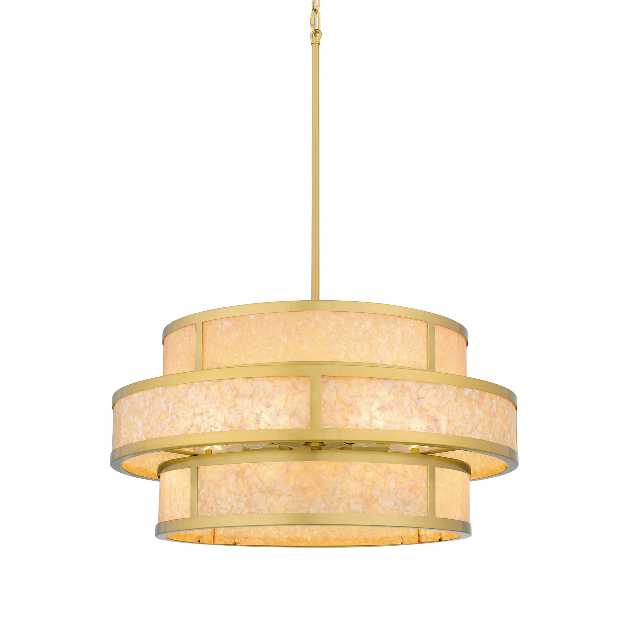 Photos - Chandelier / Lamp Quoizel STO2824 Stoneland 6 Light 24" Wide Pendant Brushed Gold Indoor Lighting Pendants STO2824BRG