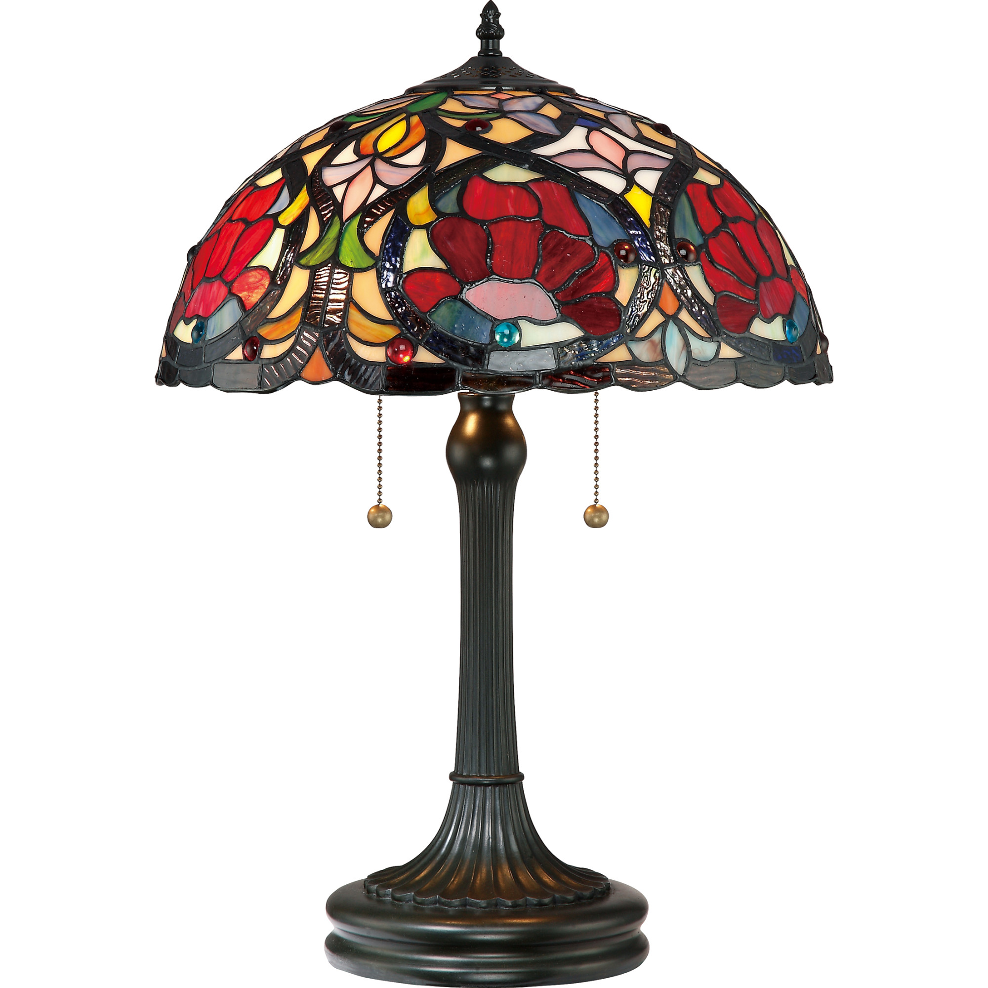 Photos - Desk Lamp Quoizel TF879T Larissa 2 Light 23" Tall Table Lamp with Tiffany Glass Shade Vintage Bronze Lamps Table Lamps 