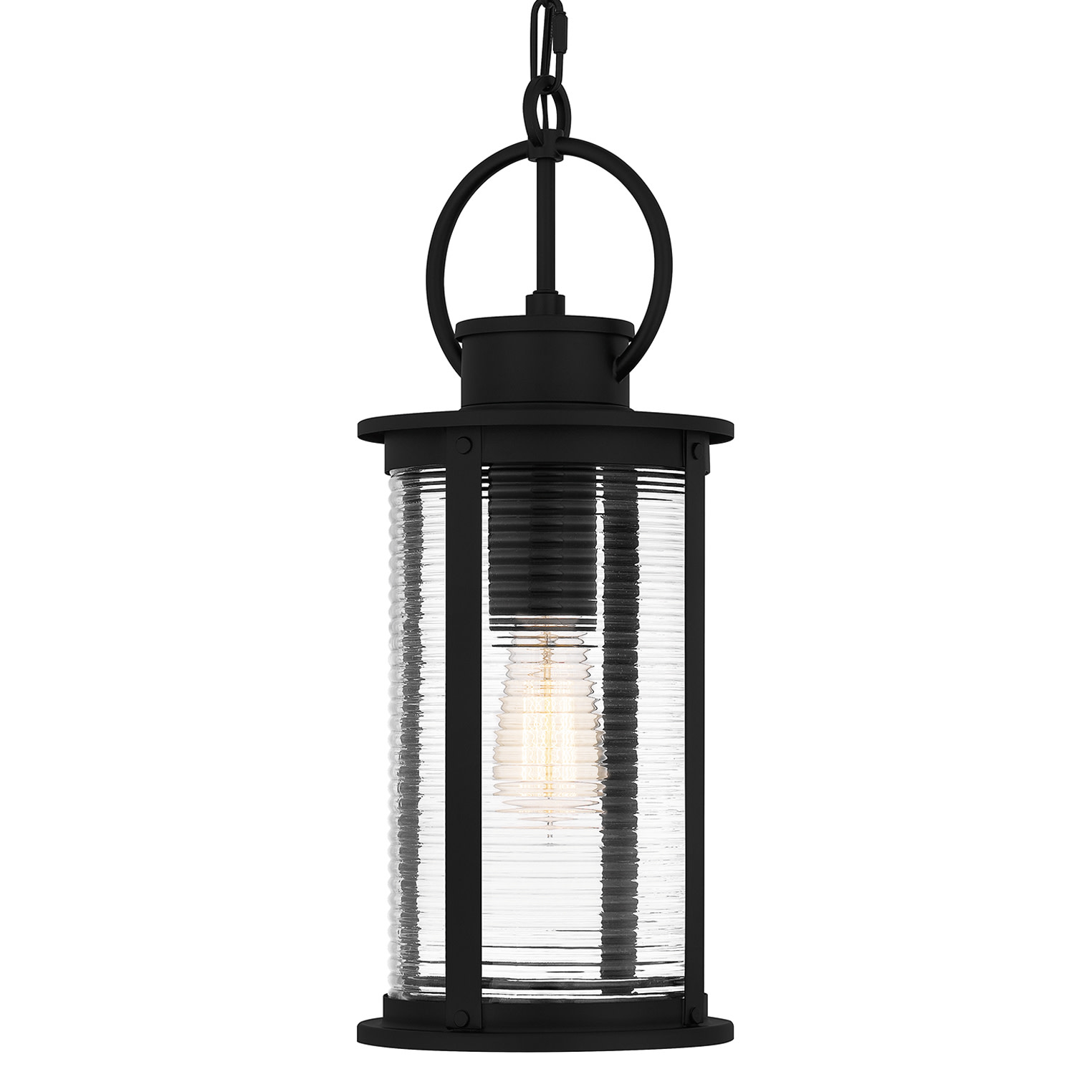 Photos - Chandelier / Lamp Quoizel TLM1507 Tilmore 8" Wide Mini Pendant with Ribbed Glass Shade Matte Black Indoor Lighting Pendants TLM1507MBK 