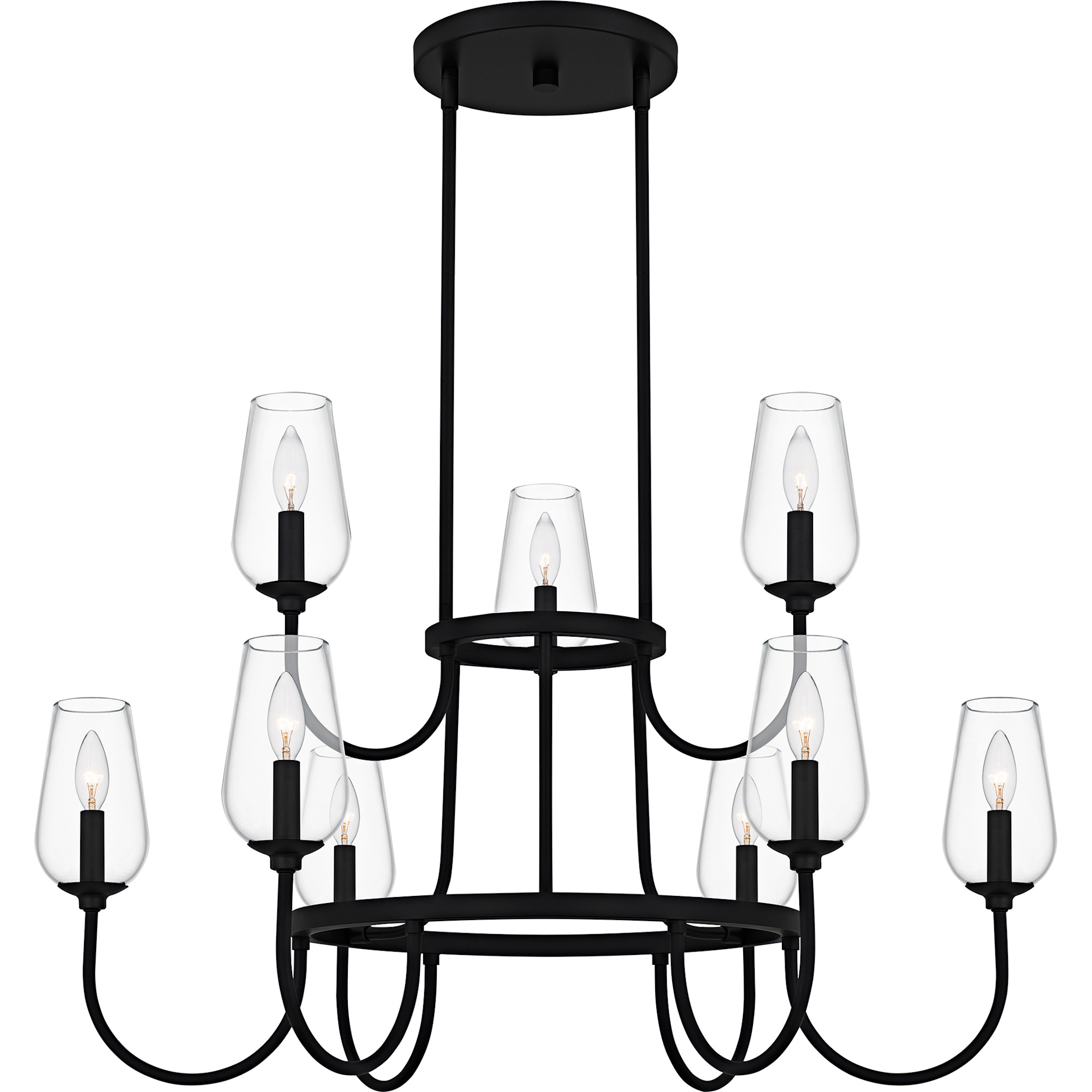 Photos - Chandelier / Lamp Quoizel VSC5036 Viscount 9 Light 36" Wide Taper Candle Style Chandelier Matte Black Indoor Lighting Chandeliers VSC5036MBK 