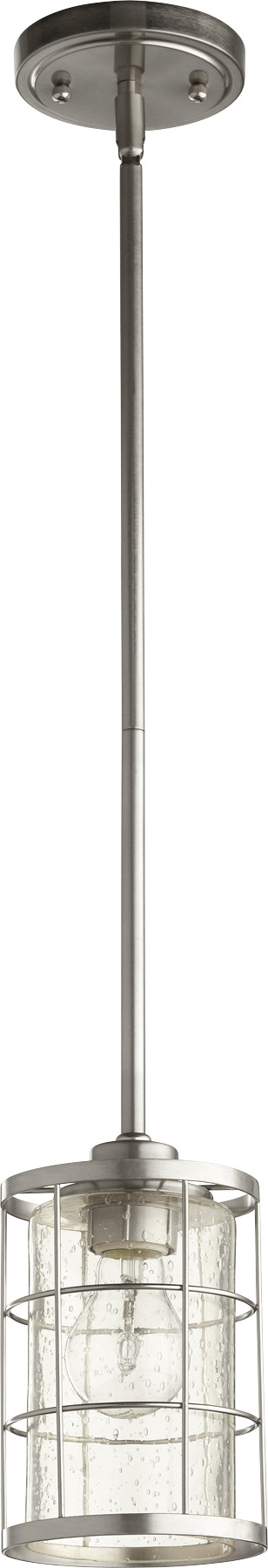 Photos - Chandelier / Lamp Quorum International 3364 Ellis Single Light 5" Wide Mini Pendant Satin Nickel Indoor Lighting Pendants 3364-65