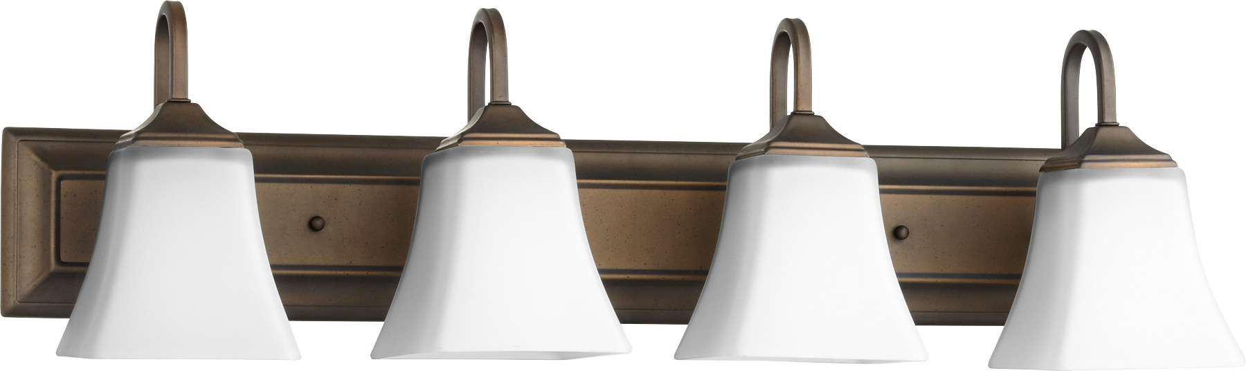 Photos - Chandelier / Lamp Wide Quorum International 5104-4 4 Light 30"  Bathroom Vanity Light Oiled Bronze / Satin Opal Indoor Lighting Bathroom Fixtur 