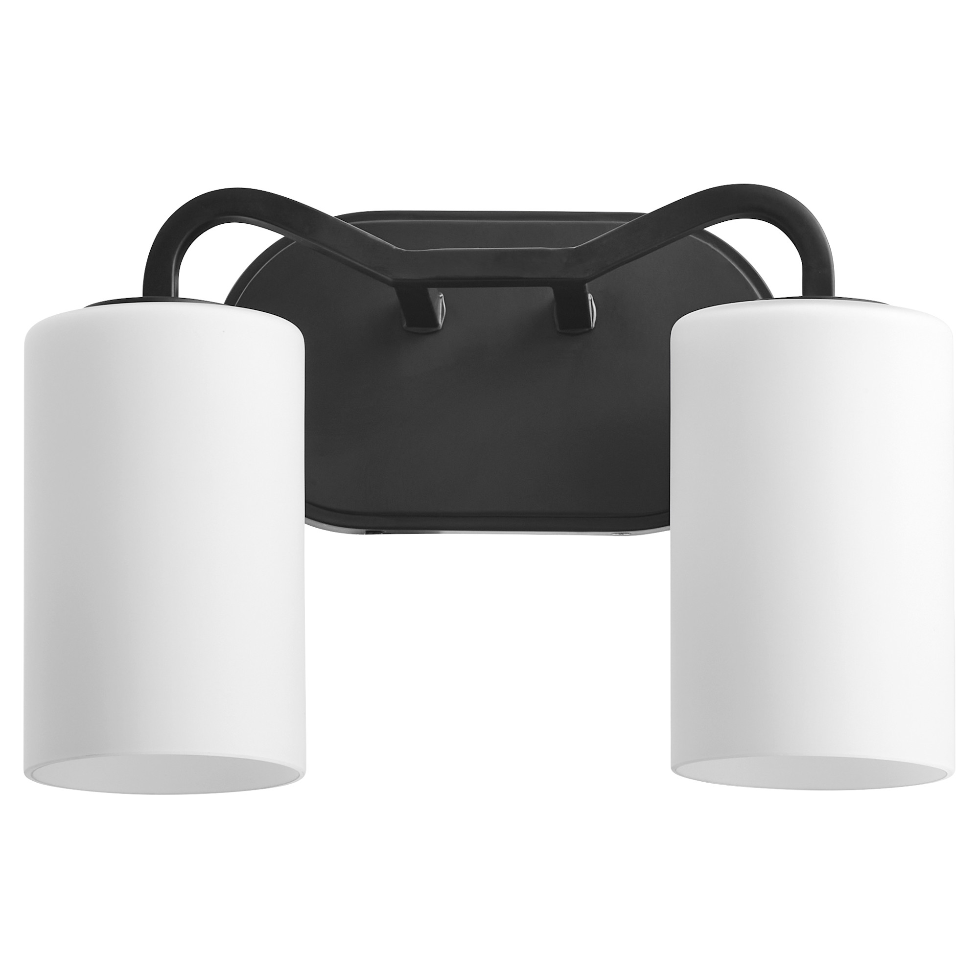 Photos - Chandelier / Lamp Wide Quorum International 5307-2 Rutherford 2 Light 13"  Vanity Light with Satin Opal Shades Matte Black Indoor Lighting Bath 