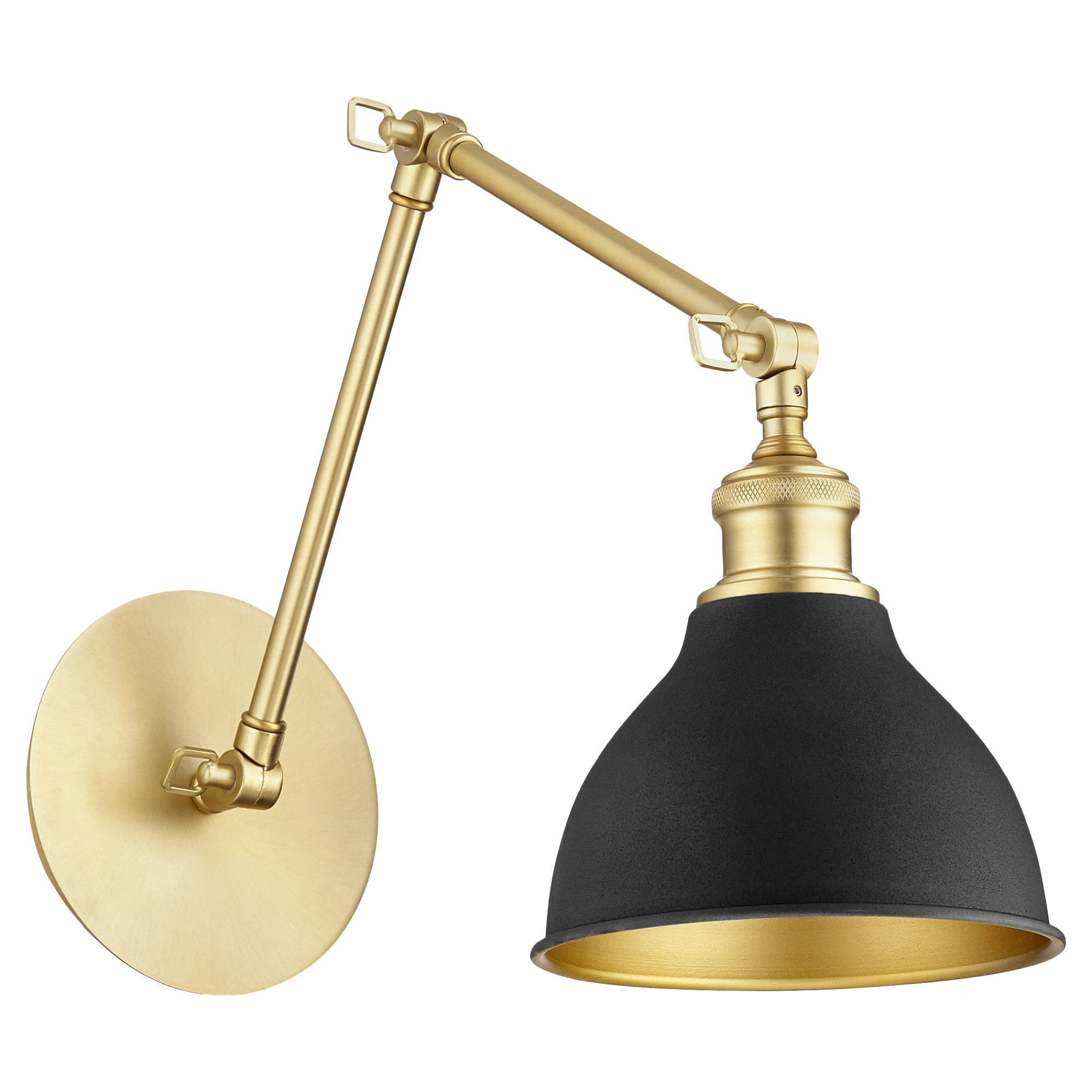 Photos - Chandelier / Lamp Quorum International 5392 17" Tall Wall Sconce Aged Brass / Noir Indoor Lighting Wall Sconces 5392-6980