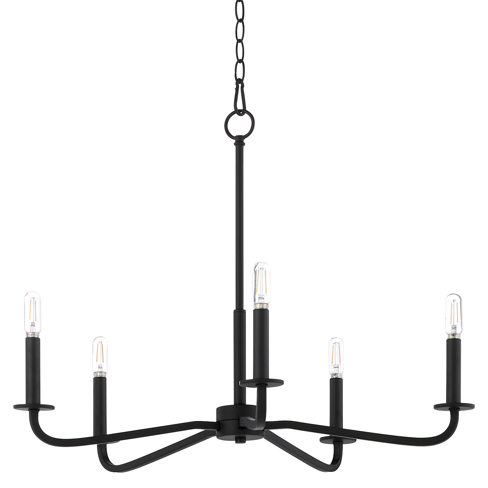 Photos - Chandelier / Lamp Wide Quorum International 6307-5 Rutherford 5 Light 25"  Taper Candle Style Chandelier Matte Black Indoor Lighting Chandelier 