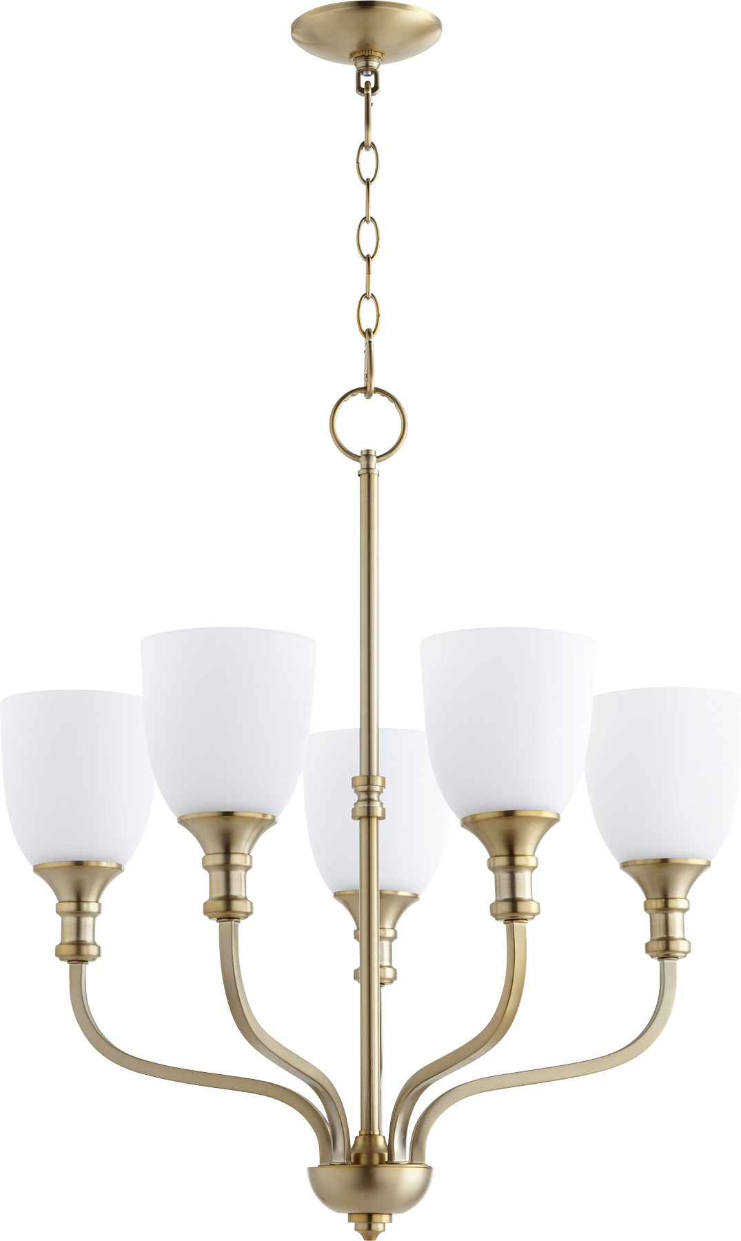 Photos - Chandelier / Lamp Richmond Quorum International 6811-5 5 Light 24" Wide Chandelier with Satin Opal Shade Aged Brass Indoor Lighting Chandelier