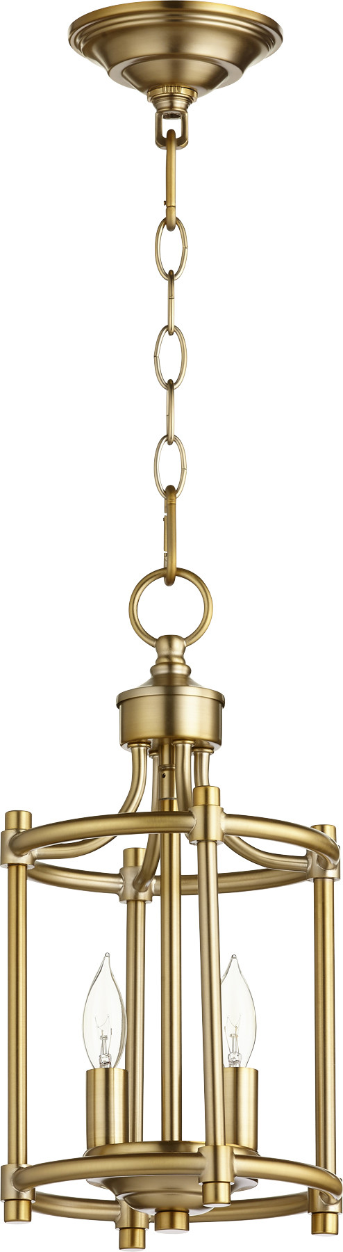 Photos - Chandelier / Lamp Wide Quorum International 6822-2 Rossington 2 Light 8"  Taper Candle Mini Pendant Aged Brass Indoor Lighting Pendants 6822-2 