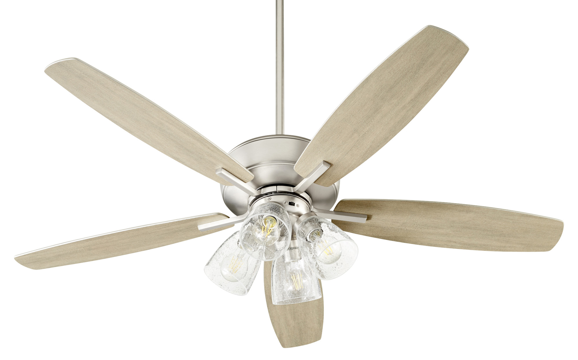 Photos - Fan Breeze Quorum International 7052-4  52" 5 Blade LED Indoor Ceiling  with Tapered Glass Shades Satin Nickel s Ceiling Fa 