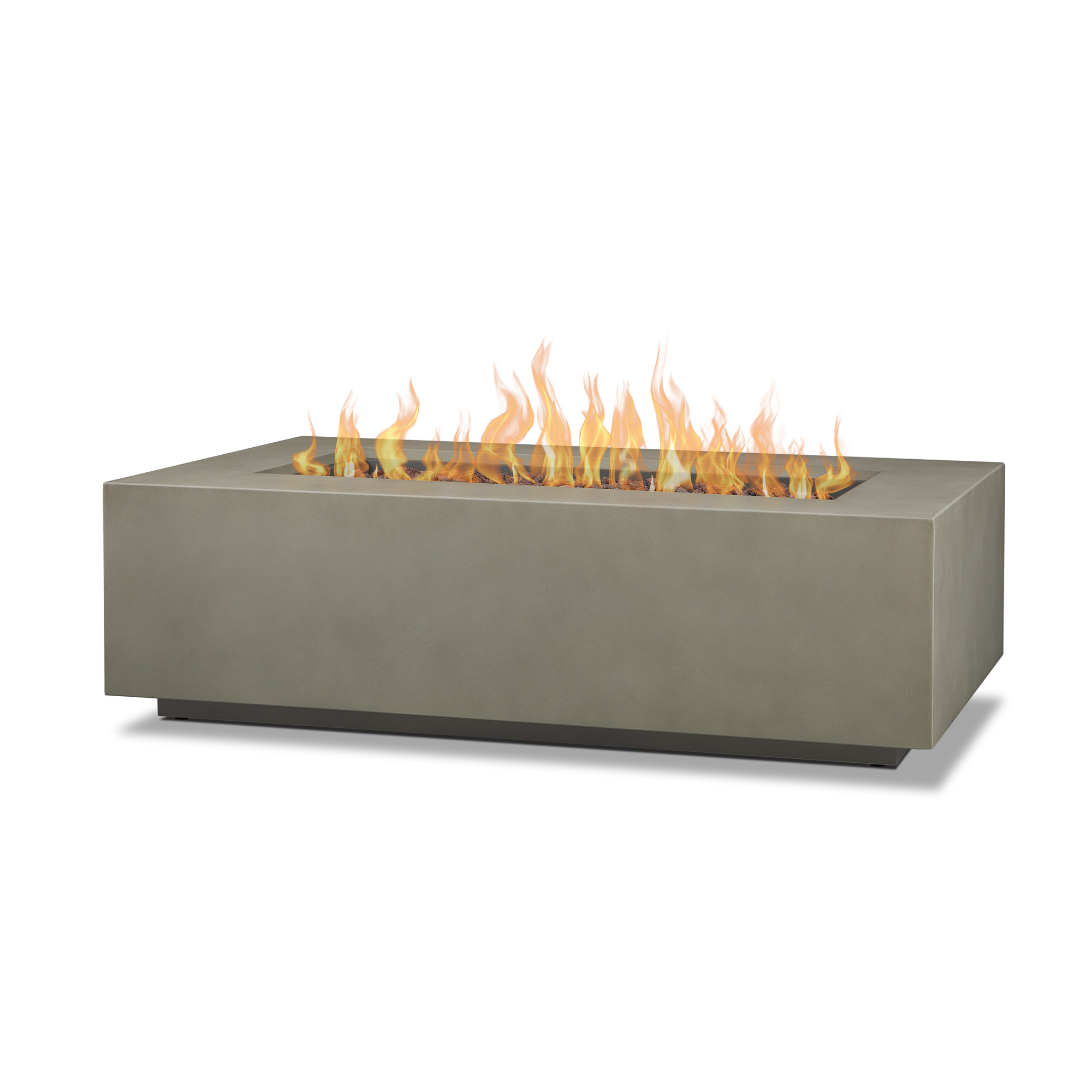 Real Flame C9813LP Aegean 50 Inch Wide 50000 BTU Free Standing Liquid Propane / Natural Gas Rectangular Table Fire Pit Mist Gray Outdoor Heating Fire