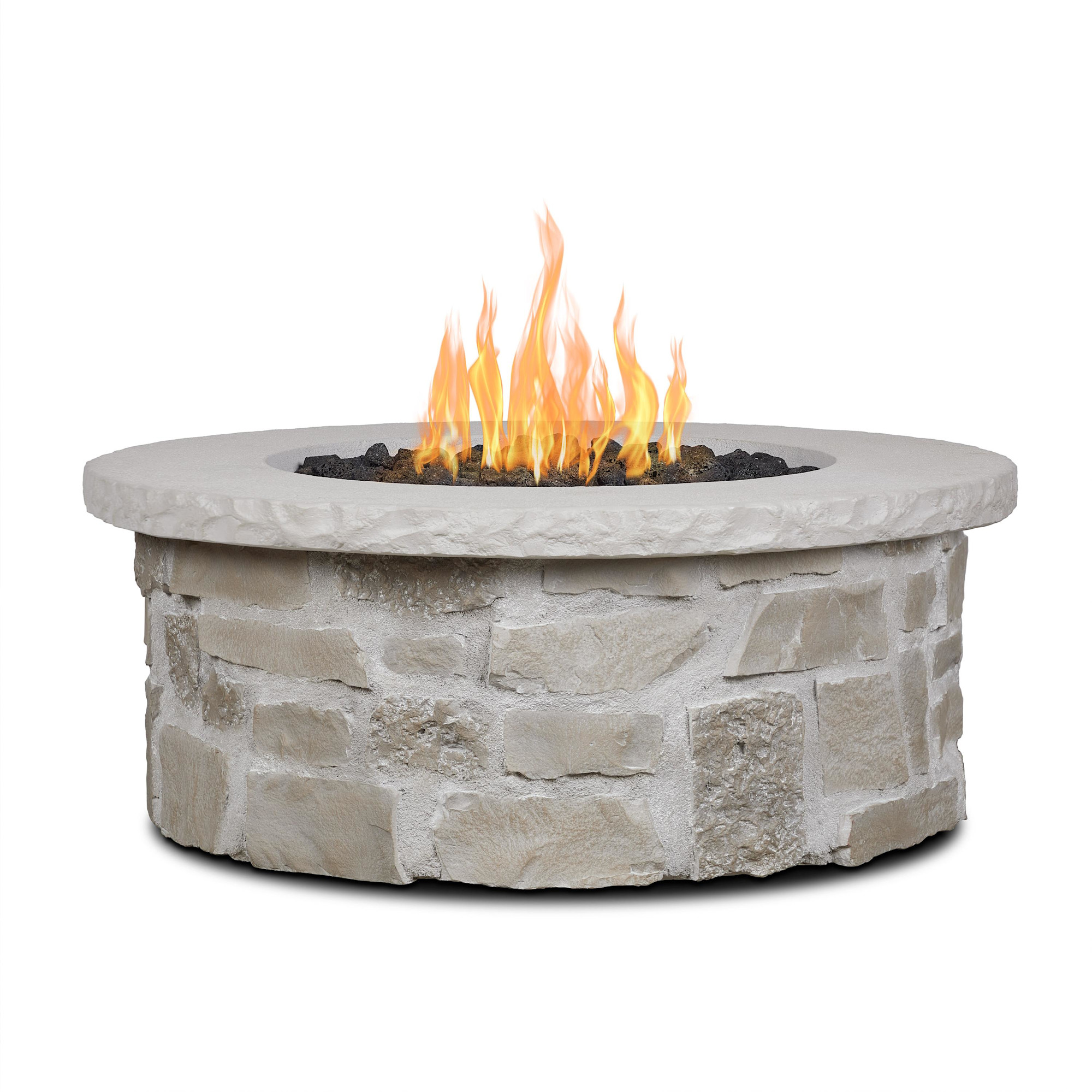 Real Flame 13086LP Scottsdale 40 Inch Wide 50000 BTU Free Standing Liquid Propane Round Fire Table Beige Outdoor Heating Fire Pits Table Fire Pits