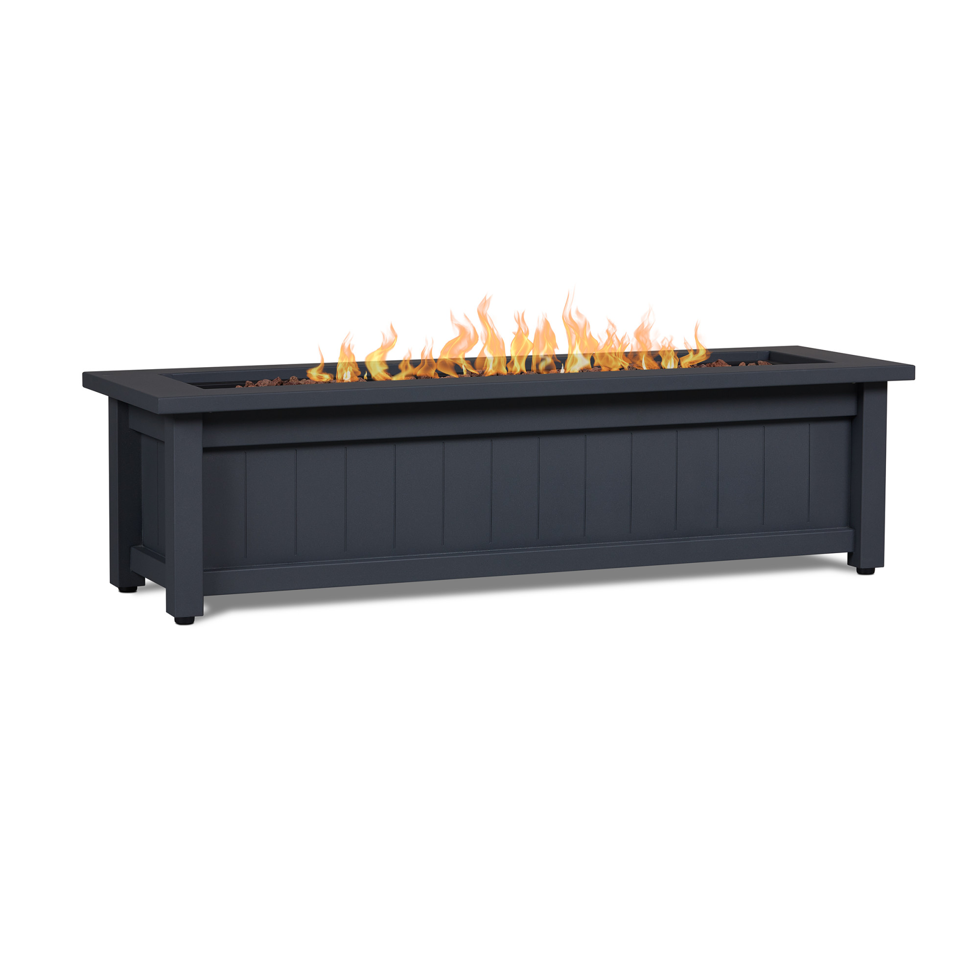 Real Flame 1370LP Ortun 50" Wide 50000 BTU Free Standing Rectangle Table Fire Pit with Storage Cover Gray Outdoor Heating Fire Pits Table Fire Pits