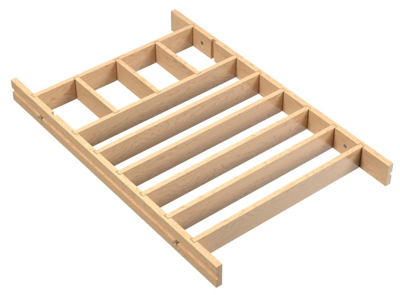 Rev-A-Shelf 4WDIV-36SH-1 Wood Classics 31-1/4" Wide Trimmable Shallow Drawer Divider Organizer Insert for 36" Cabinet Drawers Light Brown Kitchen