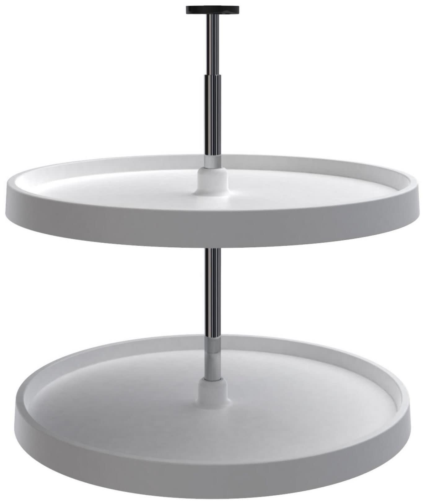 Rev-A-Shelf 3072-24-52 Value Line Polymer 24" Full Circle 2 Tier Lazy Susan with 26-31" Adjustable Pole for Base Cabinets - 114lb Total Capacity White