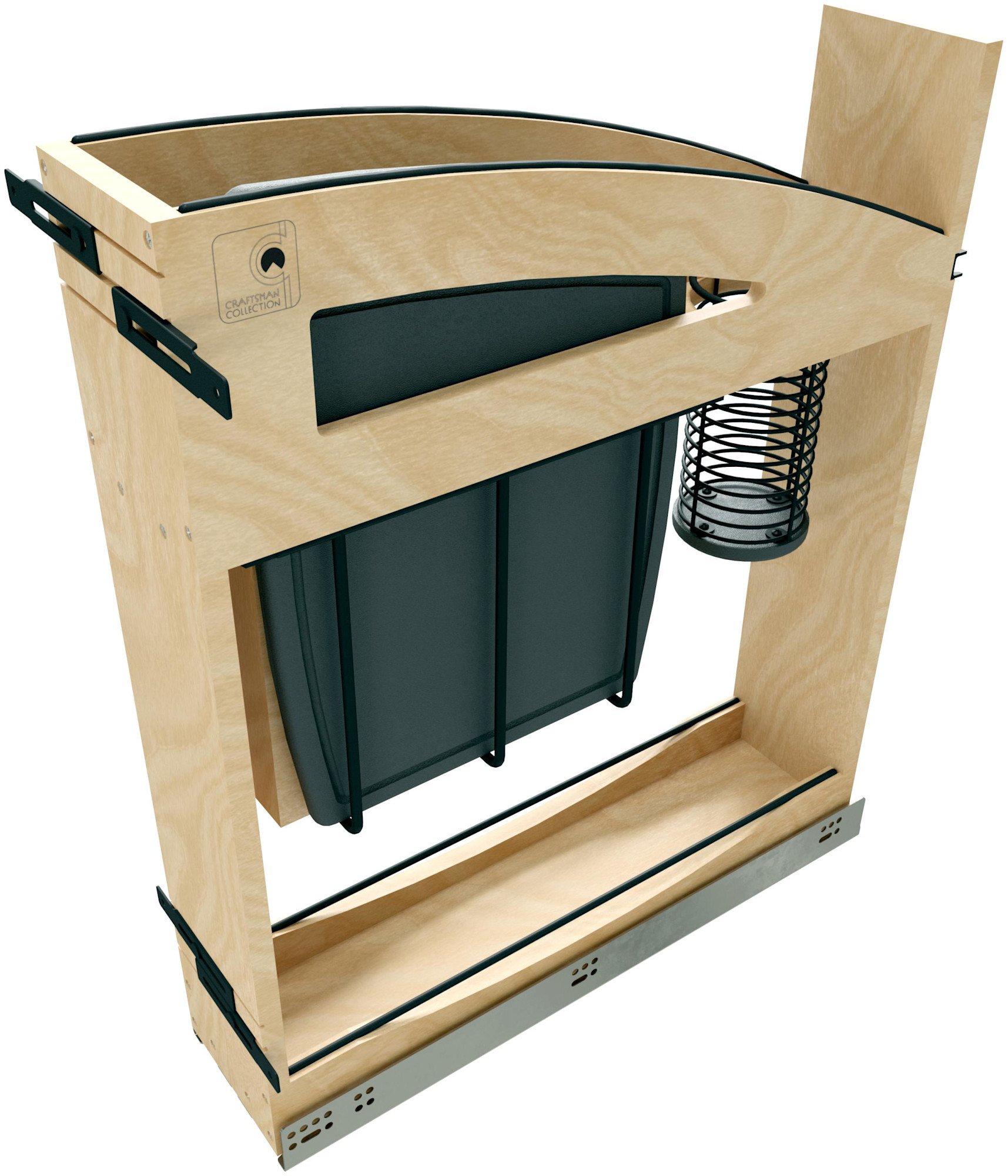 Rev-A-Shelf 448KBCC-BCSC-5 Craftsman 5-15/16" Wide Solid Maple Slide Out Pull Out Kitchen Cabinet Organizer with Soft Close and Integrated Knife Block