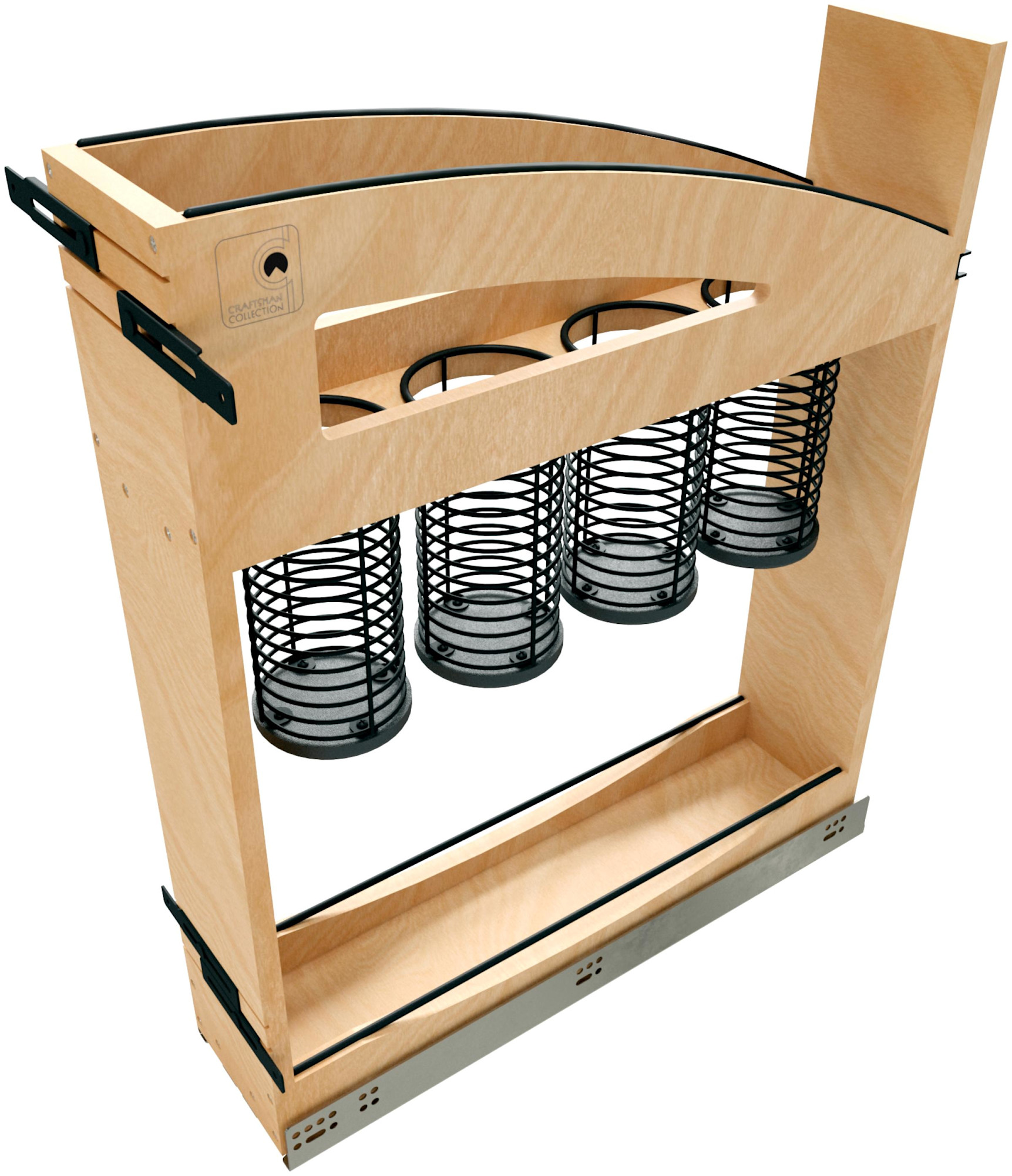 Rev-A-Shelf 448UTCC-BCSC-5 Craftsman 5-15/16" Wide Kitchen Cabinet Slide Out Pull Out Organizer with Soft Close and Removable Wire Utensil Bins Maple