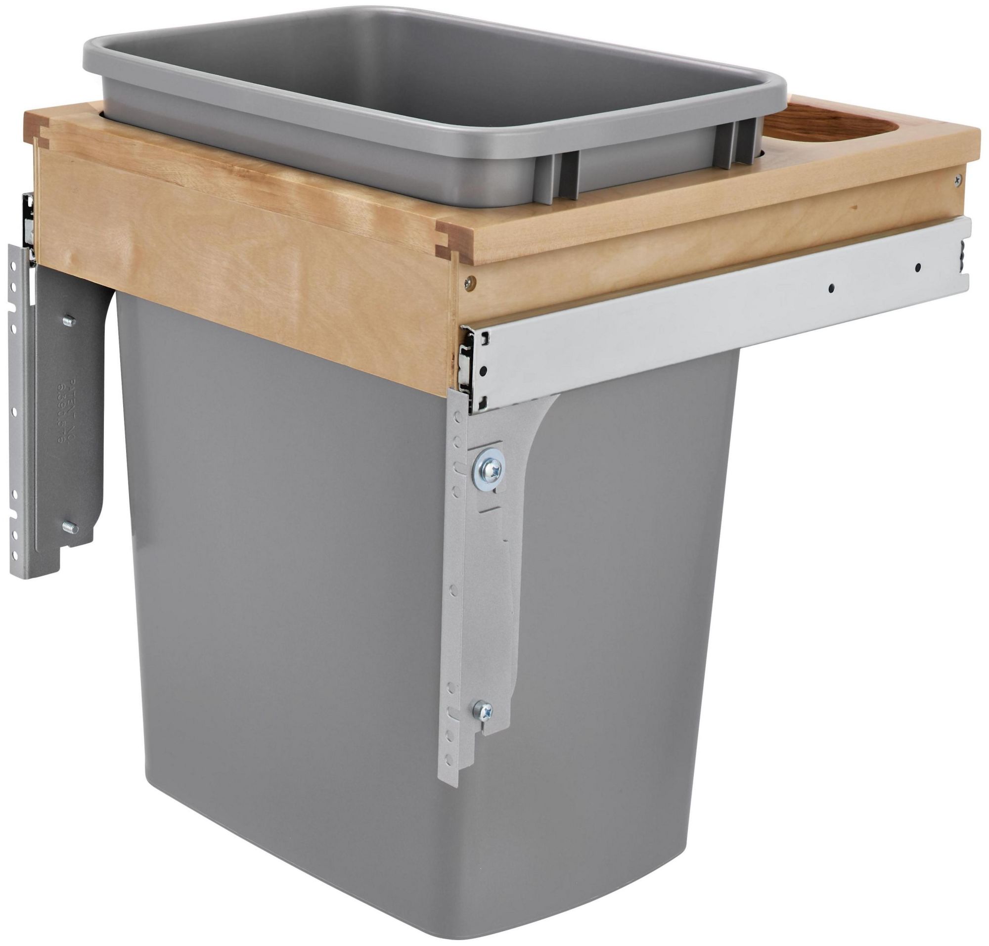 Photos - Furniture Hardware A&D Rev-A-Shelf 4WCTM-1816DM-1 Wood Classics 15"W Top Mount Pull Out Single 35 Qt / 8.75 Gallon Trash Can System with Rear Mini 