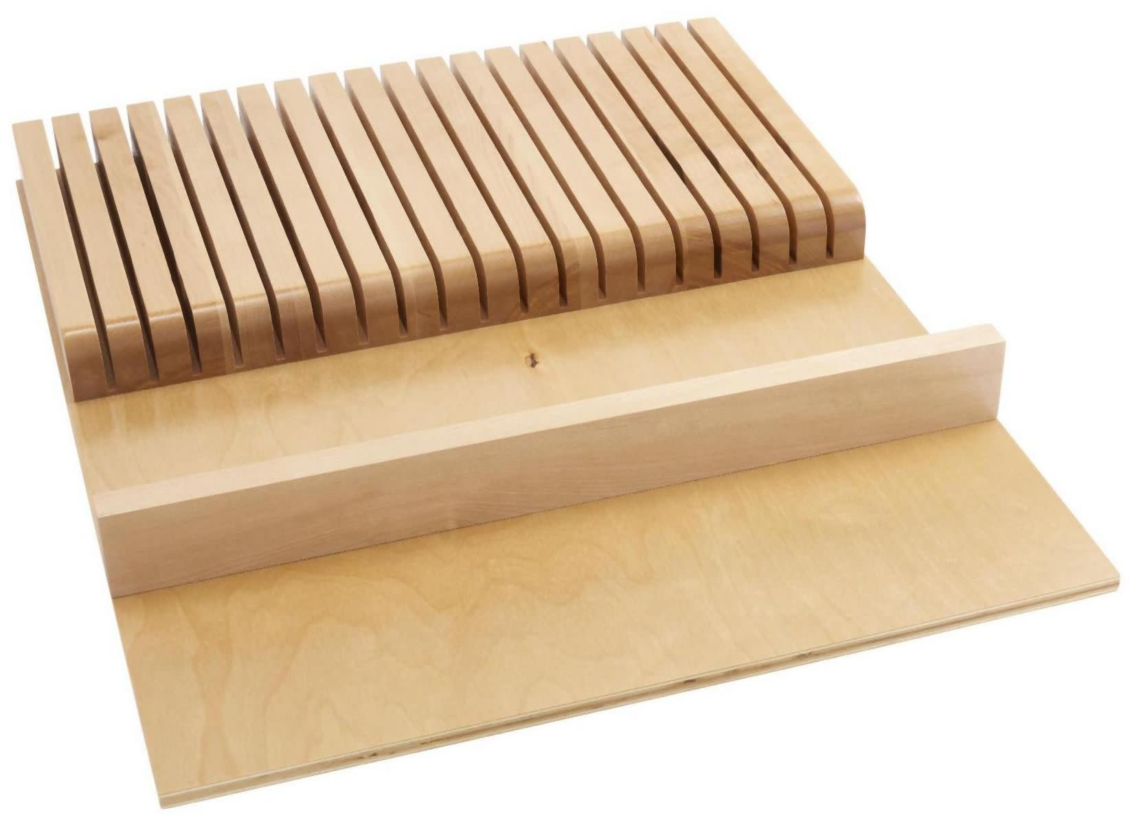 Rev-A-Shelf 4WKB-1 Wood Classics 18-1/2"W Trim to Fit Knife Block Kitchen Drawer Organizer Insert Maple Storage and Organization Cabinet and Kitchen