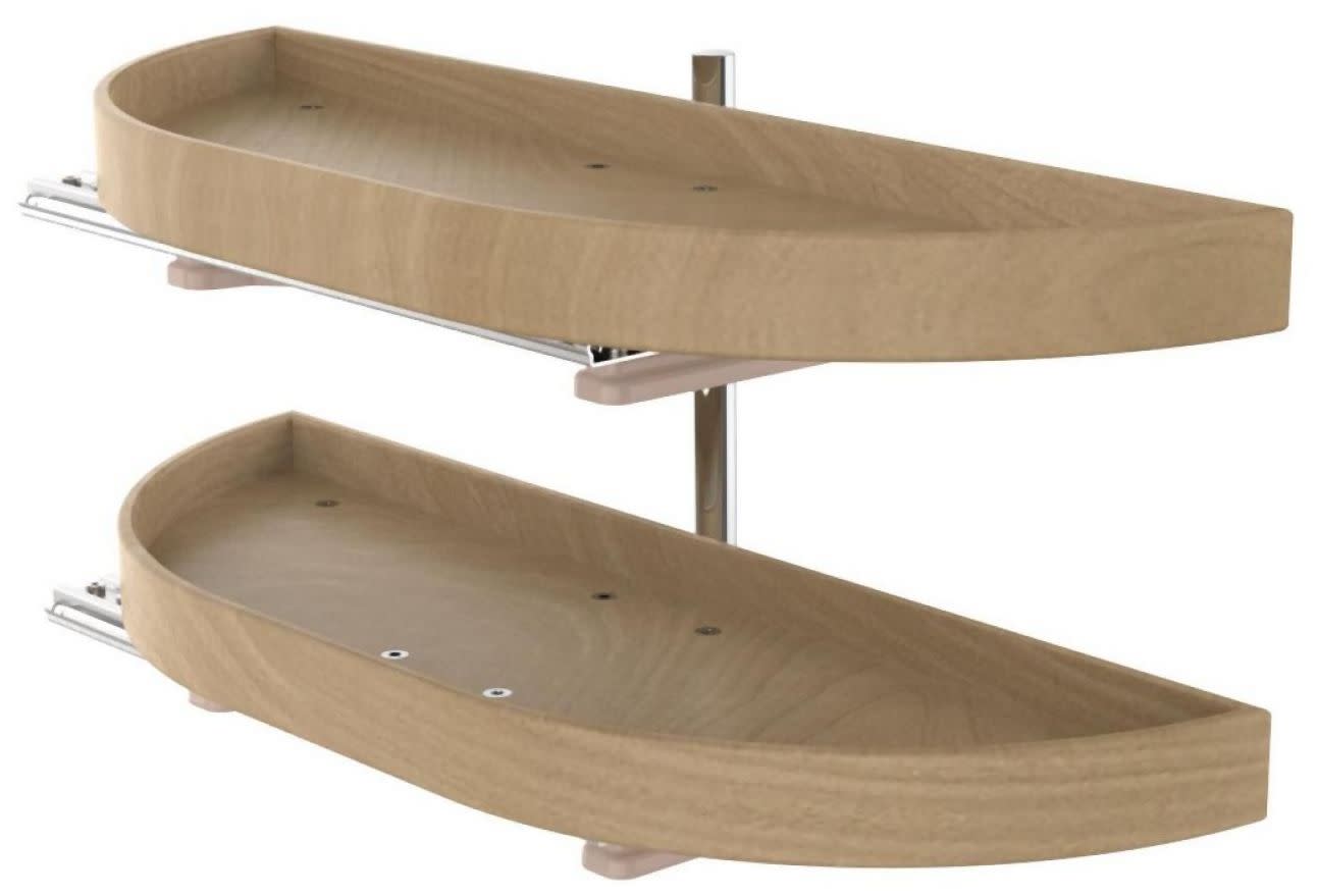 Rev-A-Shelf 4WLS882-32-570 Wood Classics 2 Tier 32" Half Moon Pull Out Pivot & Slide Lazy Susan for Blind Corner Cabinets Maple Storage and