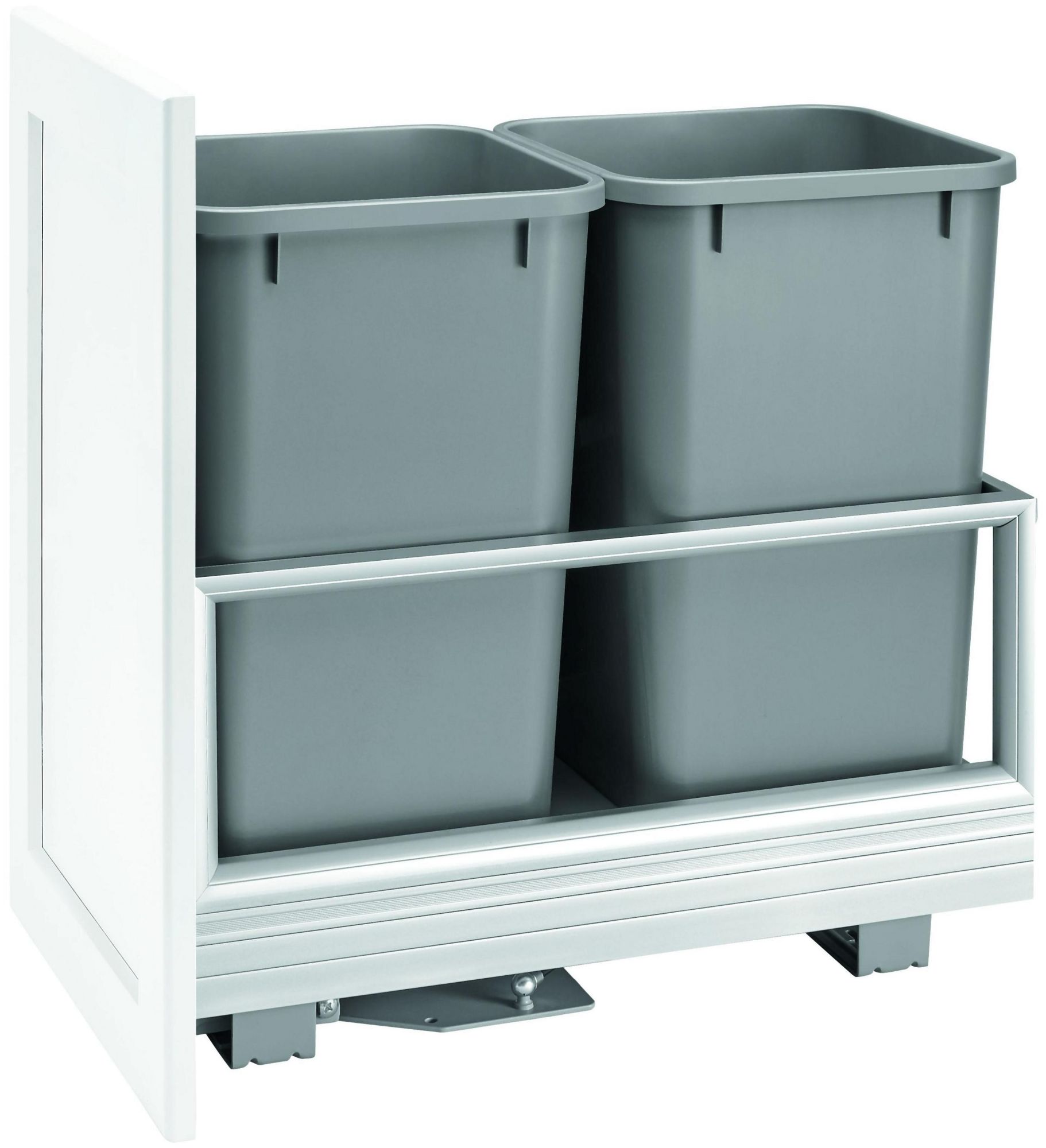 Photos - Furniture Hardware A&D Rev-A-Shelf 5149-1527DM-2 Contemporary 12-1/4"W Aluminum Double 27 Qt / 6.75 Gallon Pull Out Trash Can Waste System with Sof 