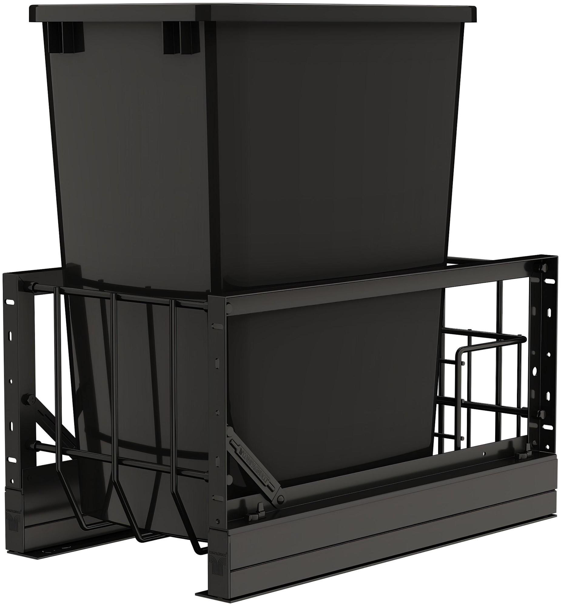 Photos - Furniture Hardware Wide Rev-A-Shelf 5349-15DM18-1 Contemporary 10-3/4"  35 Quart Pull Out Trash Can System with Soft Close Slides and 1 Bin Blac 