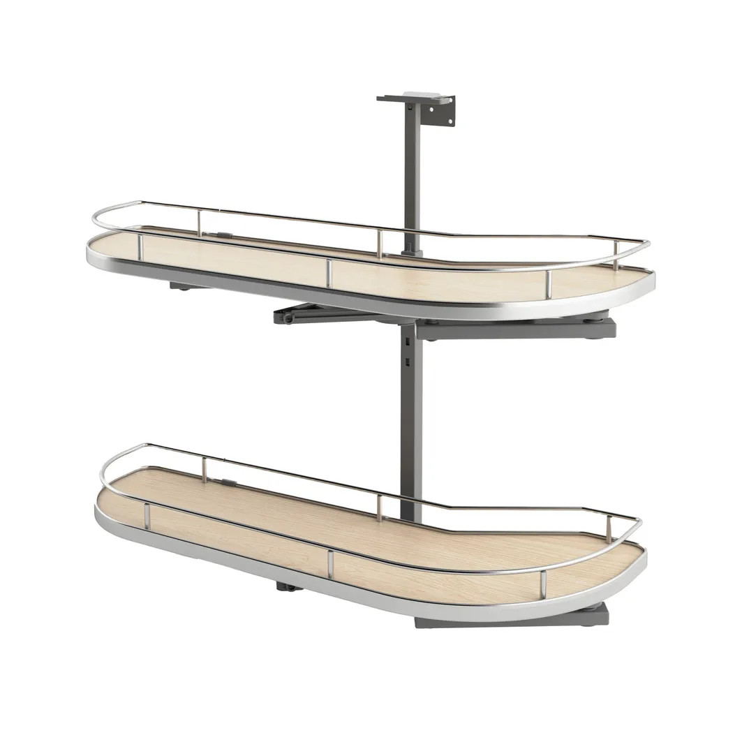 Rev-A-Shelf 587-15-LMP Modern 35-1/2"W Soft Close Pivot Swing / Pull Out Two Tier Solid Bottom Girasolo Lazy Susan for Left Door / Blind Right Corner