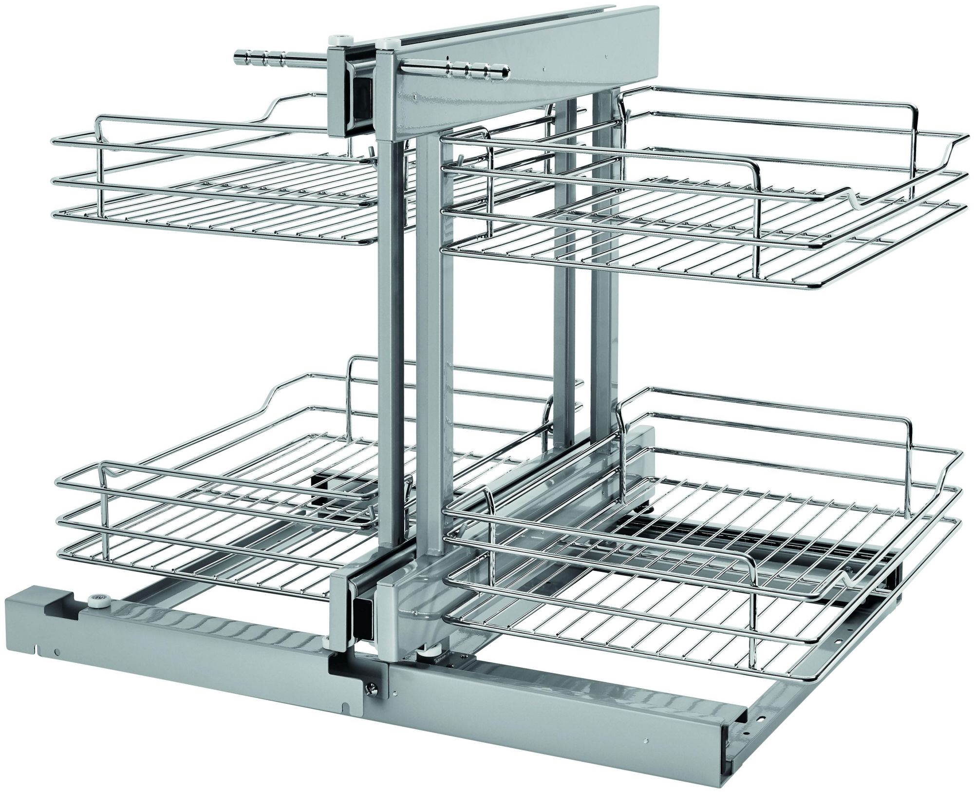 Rev-A-Shelf 5PSP-15 Classic 26-1/4" Steel 2 Tier Pull Out Organizer Shelf System for 45" Blind Corner Cabinets with 15" Opening Chrome Storage and