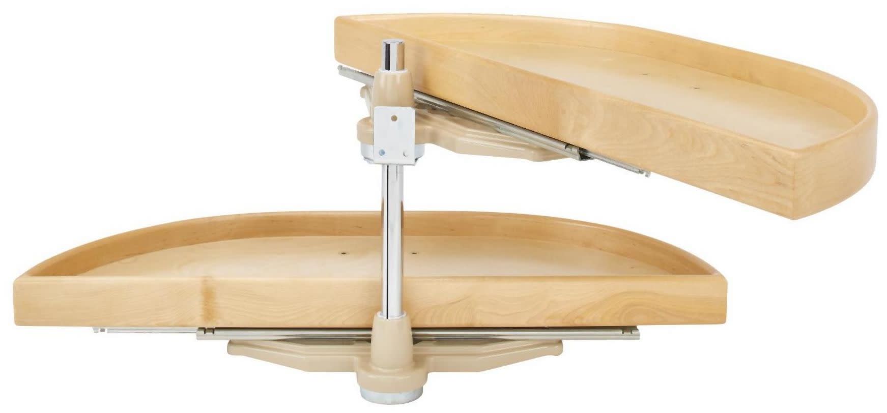 Rev-A-Shelf LD-4NW-882-32-1 Lazy Daisy Wood Double 2 Tier 32" Half Moon Pivot / Slide Lazy Susan for 12" Blind Corner Cabinets Maple / Chrome Storage
