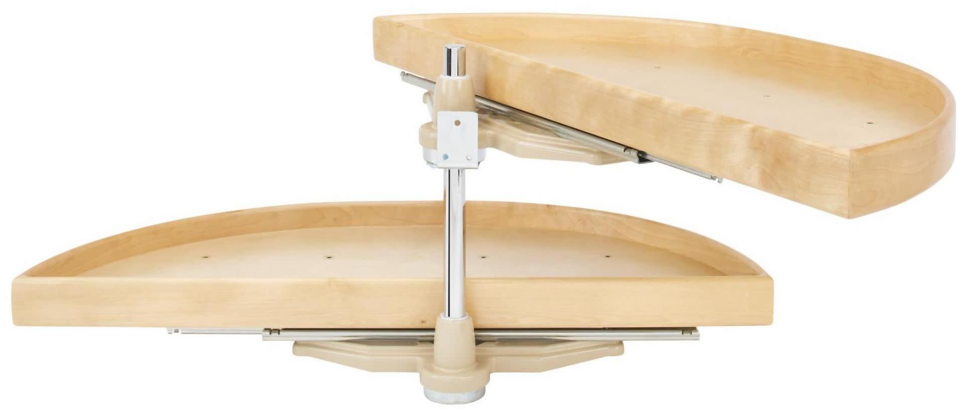 Rev-A-Shelf LD-4NW-882-35-1 Lazy Daisy Wood Double 2 Tier 35" Half Moon Pivot / Slide Lazy Susan for 15" Opening Blind Corner Cabinets Maple / Chrome