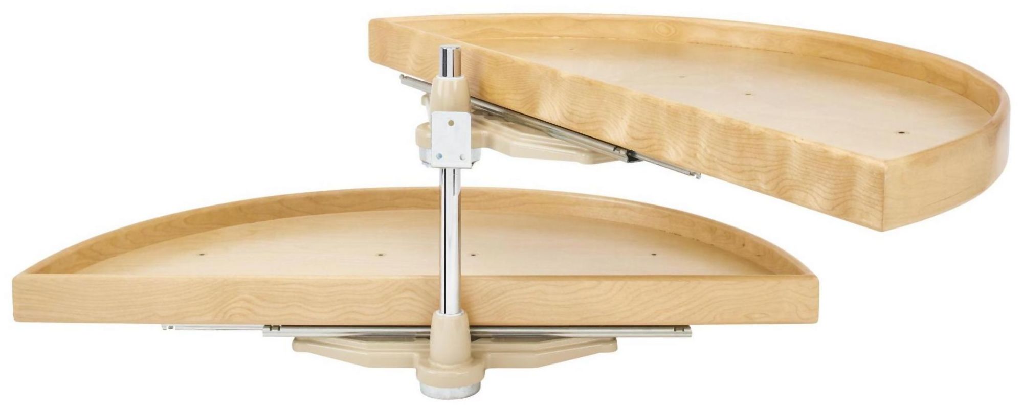 Rev-A-Shelf LD-4NW-882-38-1 Lazy Daisy Wood Double 2 Tier 38" Half Moon Pivot / Slide Lazy Susan for 18" Opening Blind Corner Cabinets Maple / Chrome