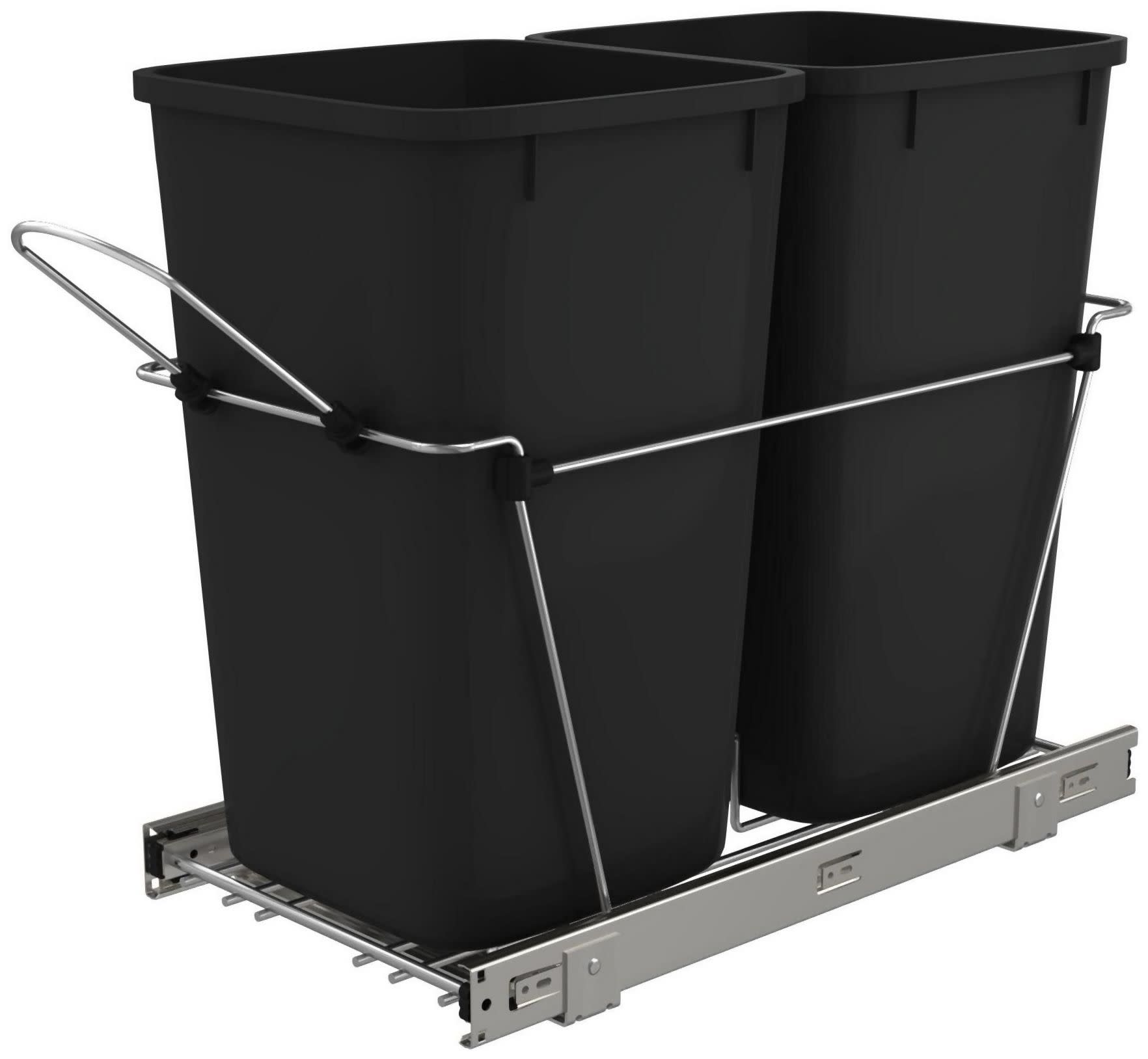 Photos - Furniture Hardware Classic Rev-A-Shelf RV-15KD-C S  11-1/2"W Steel Frame Pull Out Double 27 Qt / 12 Gallon Trash Bins / Waste System with Handle 