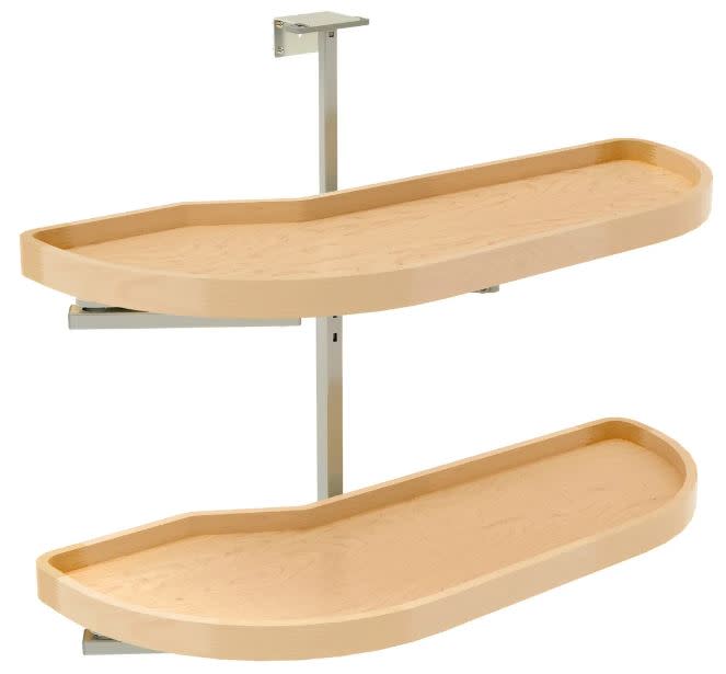 Rev-A-Shelf 4WLS87-12-R Wood Classic 2 Tier 14-1/2"W Girasolo Pivoting Lazy Susan for Right Door / Blind Left Corner Cabinets with 12" Opening Light