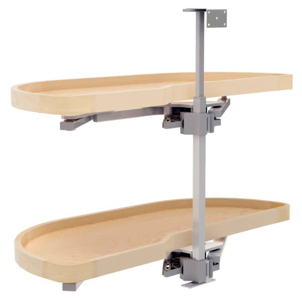 Rev-A-Shelf 4WLS87-18-L Modern 38"W Soft Close Pull Out and Pivot Two Tier Left Girasolo Lazy Susan Blind Corner Optimizer with Wood Shelves Light