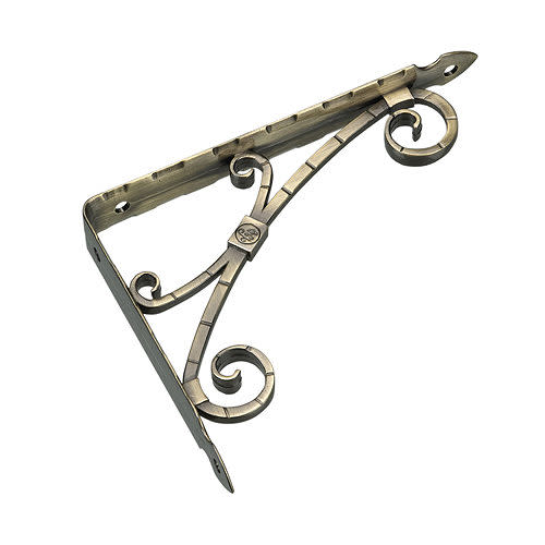 Richelieu 4975-135V 13-3/8 Inch Projection Decorative Shelf Bracket Brushed Antique Brass Storage and Organization Home Organizers Shelf Supports