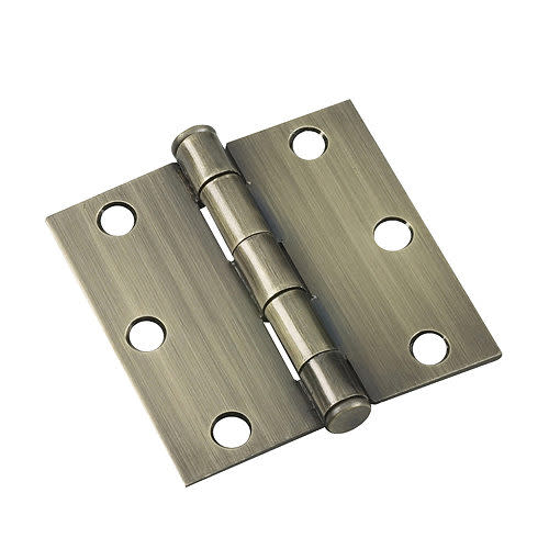 Photos - Other for Repair Richelieu 820-B 3 Inch x 3 Inch Plain Bearing Square Corner Mortise Door Hinge - Pair Antique Brass Door Hinge Plain Bearing 