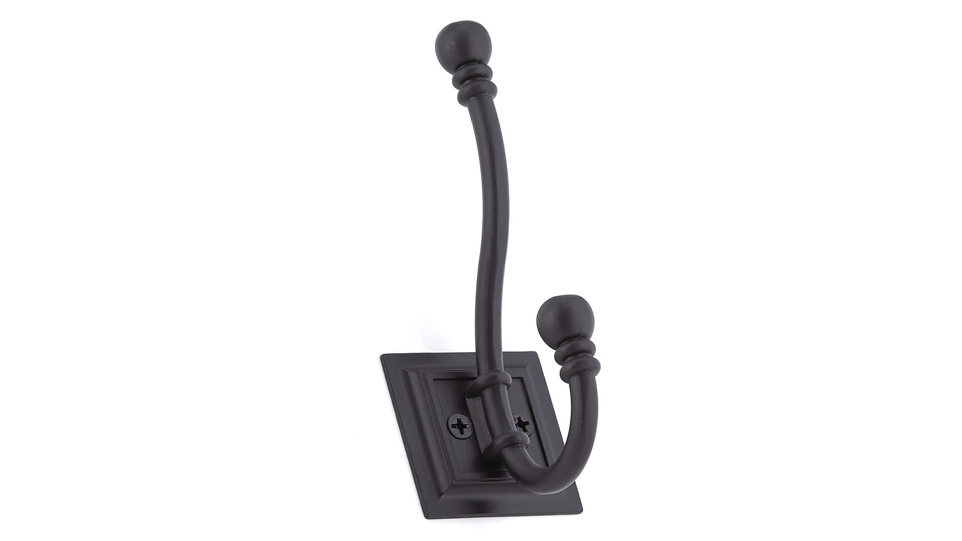 Richelieu 92229BAG 4-15/16 Inch Double Iron Coat Hook Black Forged Iron Hooks Coat and Hat Hooks