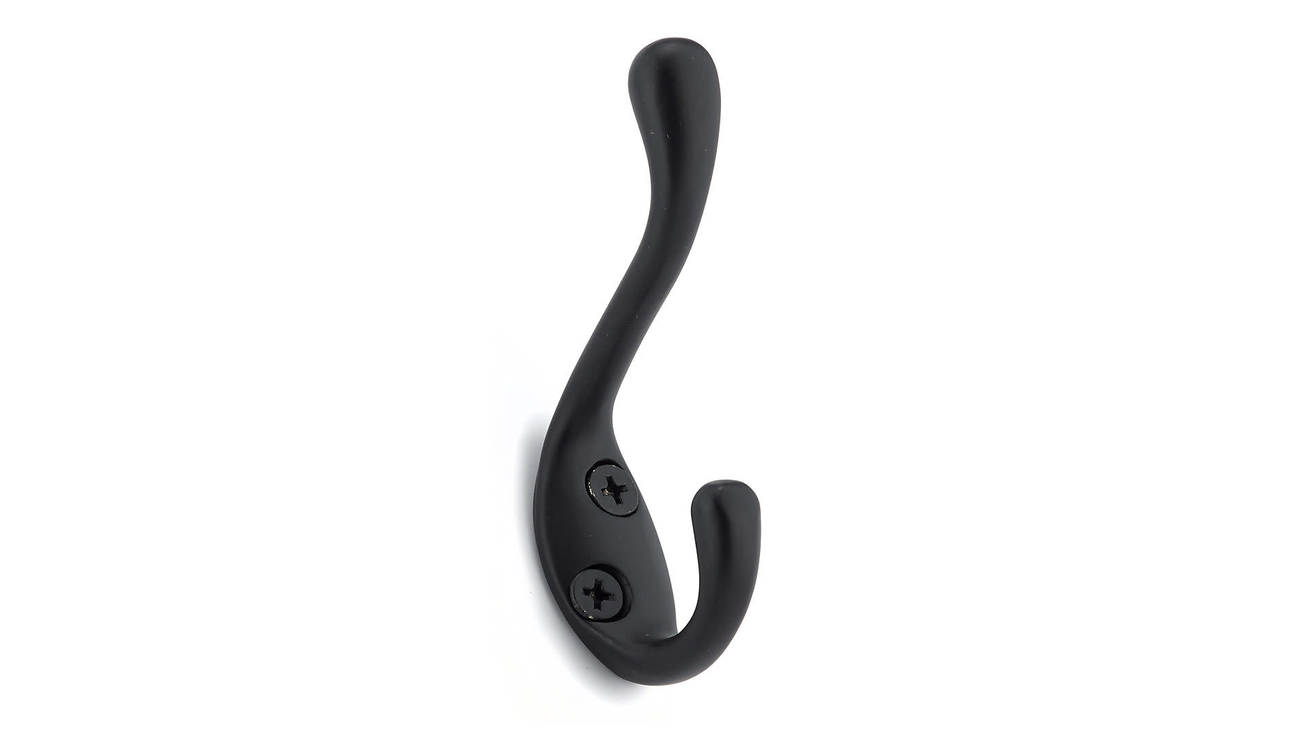 Richelieu BP651490 3-1/2 Inch Double Metal Coat Hook Black Hooks Coat and Hat Hooks