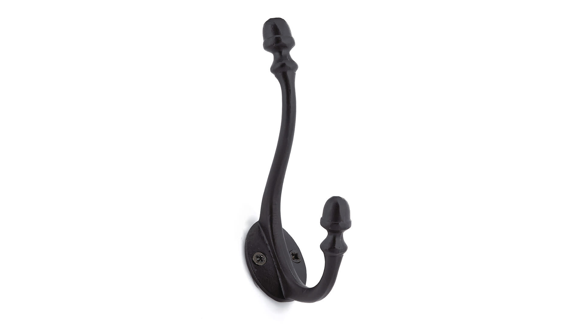 Richelieu T5618900 5-1/2 Inch Double Iron Coat Hook Matte Black Hooks Coat and Hat Hooks