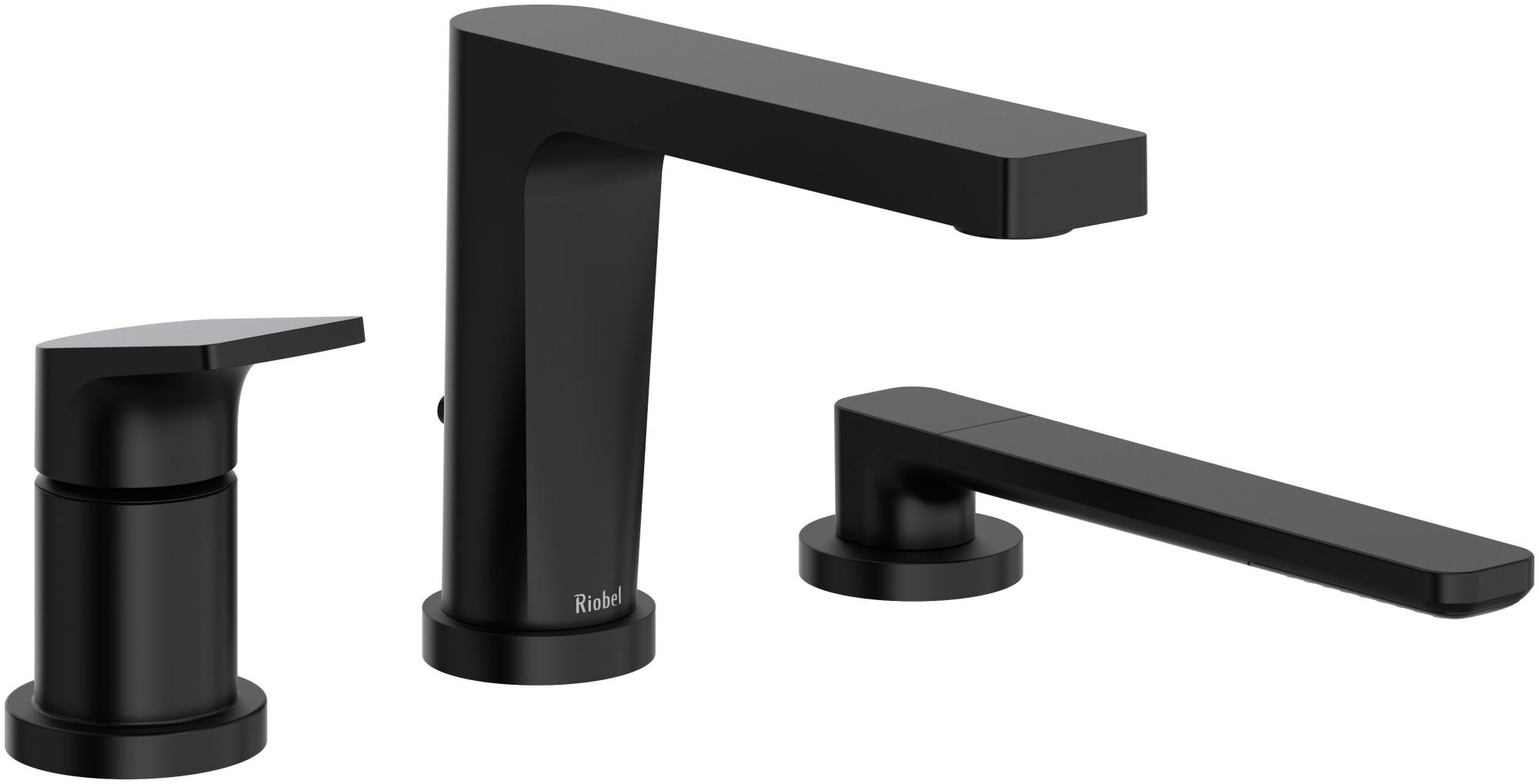 Photos - Tap Riobel TOD10 Ode Deck Mounted Roman Tub Filler with Built-In Diverter - Includes Hand Shower Black Faucet Roman Tub Single H 