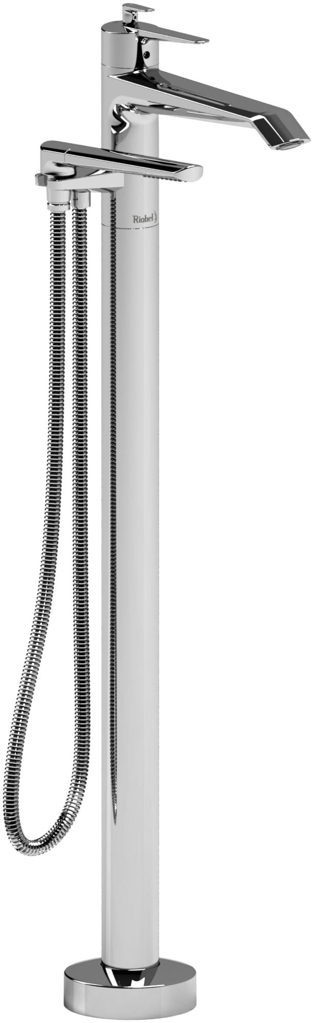 Photos - Tap Riobel TVY39 Venty Floor Mounted Thermostatic Tub Filler with Built-In Diverter - Includes Hand Shower Chrome Faucet Tub Fil 