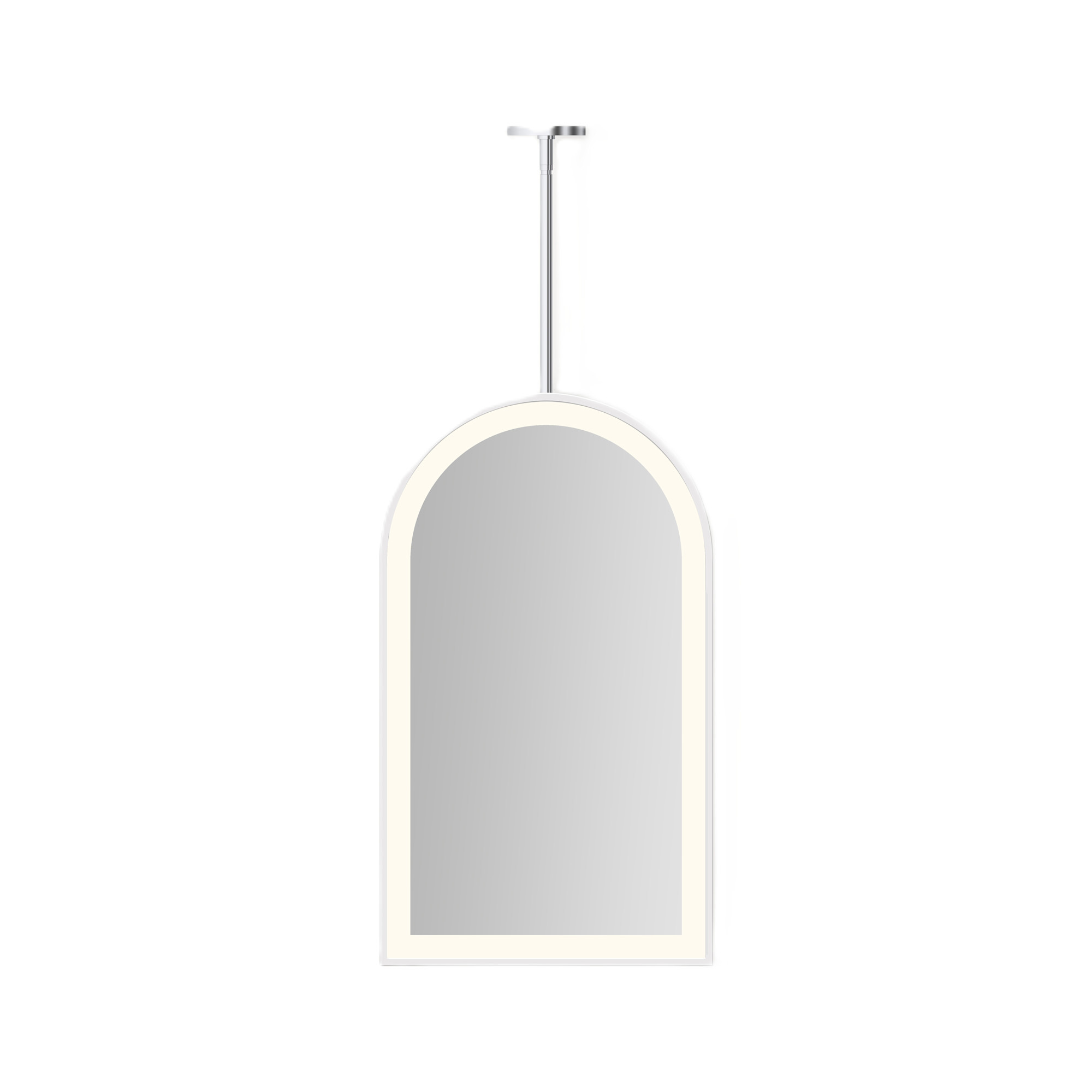 Robern YM2033APPFN3H Sculpt 19-1/4"W x 33"H Arched Flat Metal Framed Ceiling Mounted Bathroom Mirror with LED Lighting Polished Stainless Steel Home