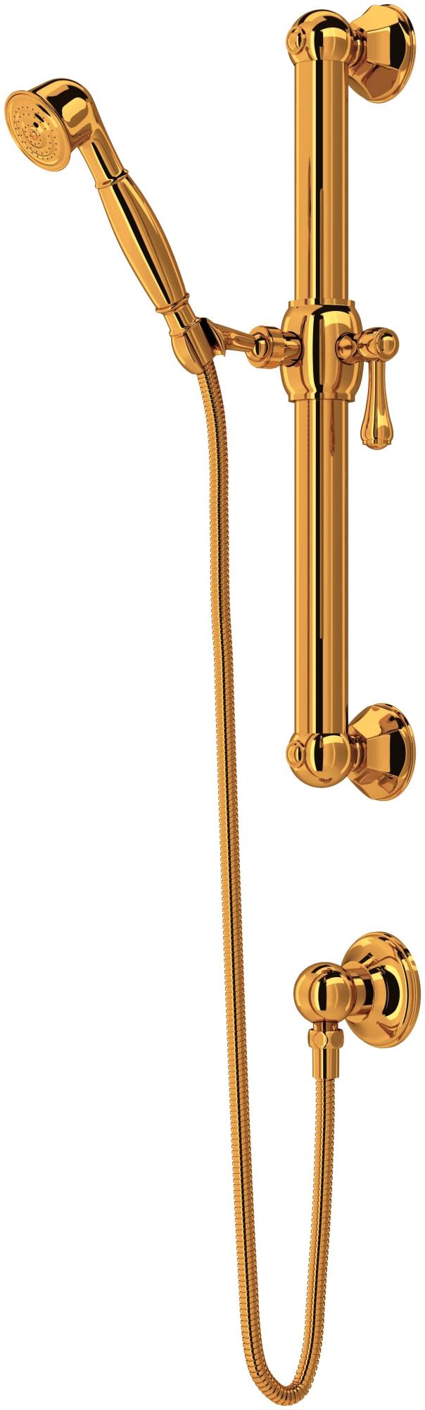 Photos - Shower System ROHL 1282 Palladian 1.8 GPM Single Function Hand Shower Package - Includes Slide Bar Hose and Wall Supply Italian Brass Show 