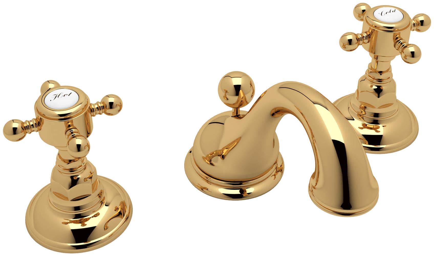 Photos - Tap ROHL A1408XM-2 Acqui 1.2 GPM Widespread Bathroom Faucet with Pop-Up Drain Assembly Unlacquered Brass  Faucet (Living Finish)