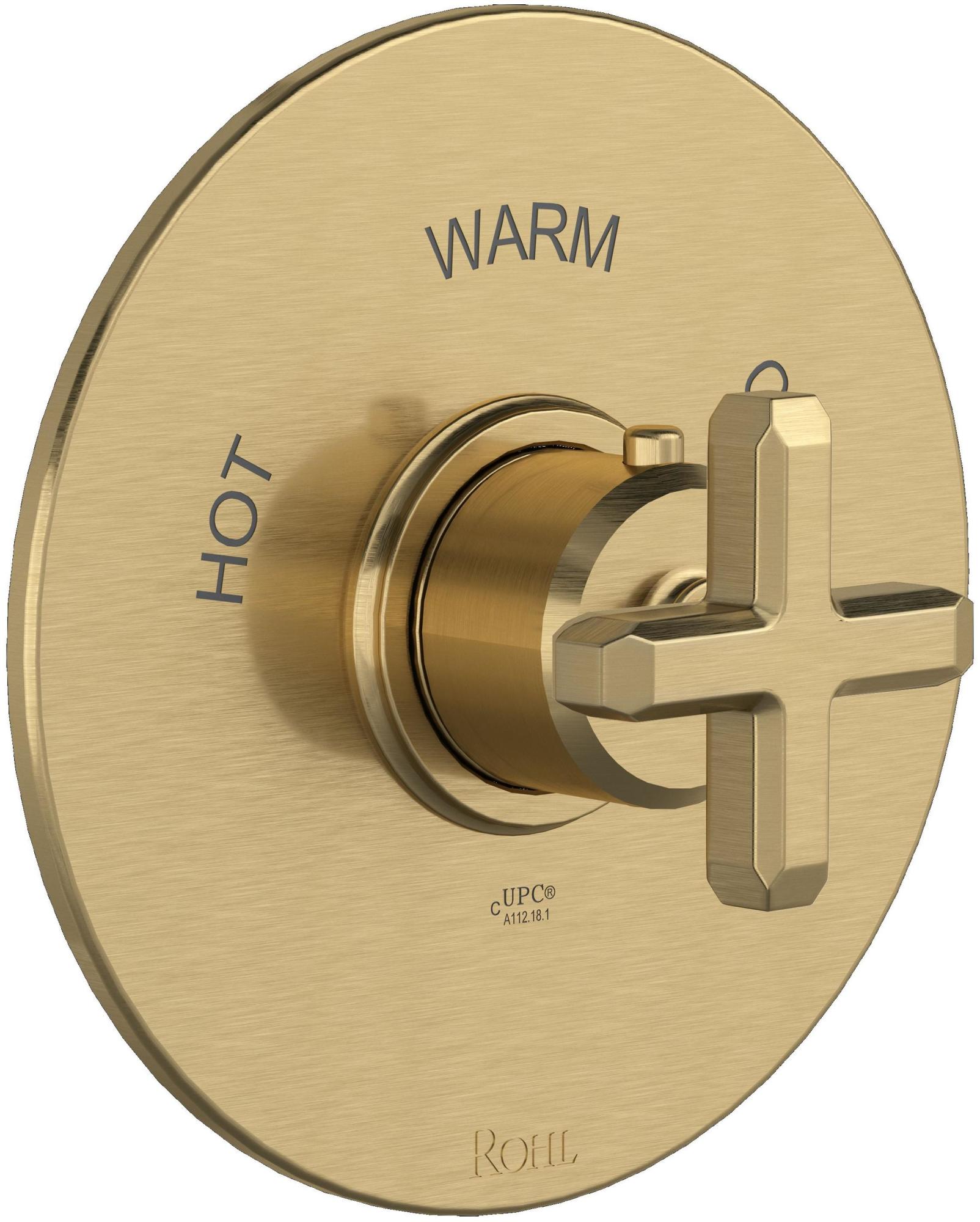 Photos - Shower System ROHL TAP13W1XM Apothecary Thermostatic Valve Trim Only with Single Cross Handle - Less Rough In Antique Gold Showers Valve T 