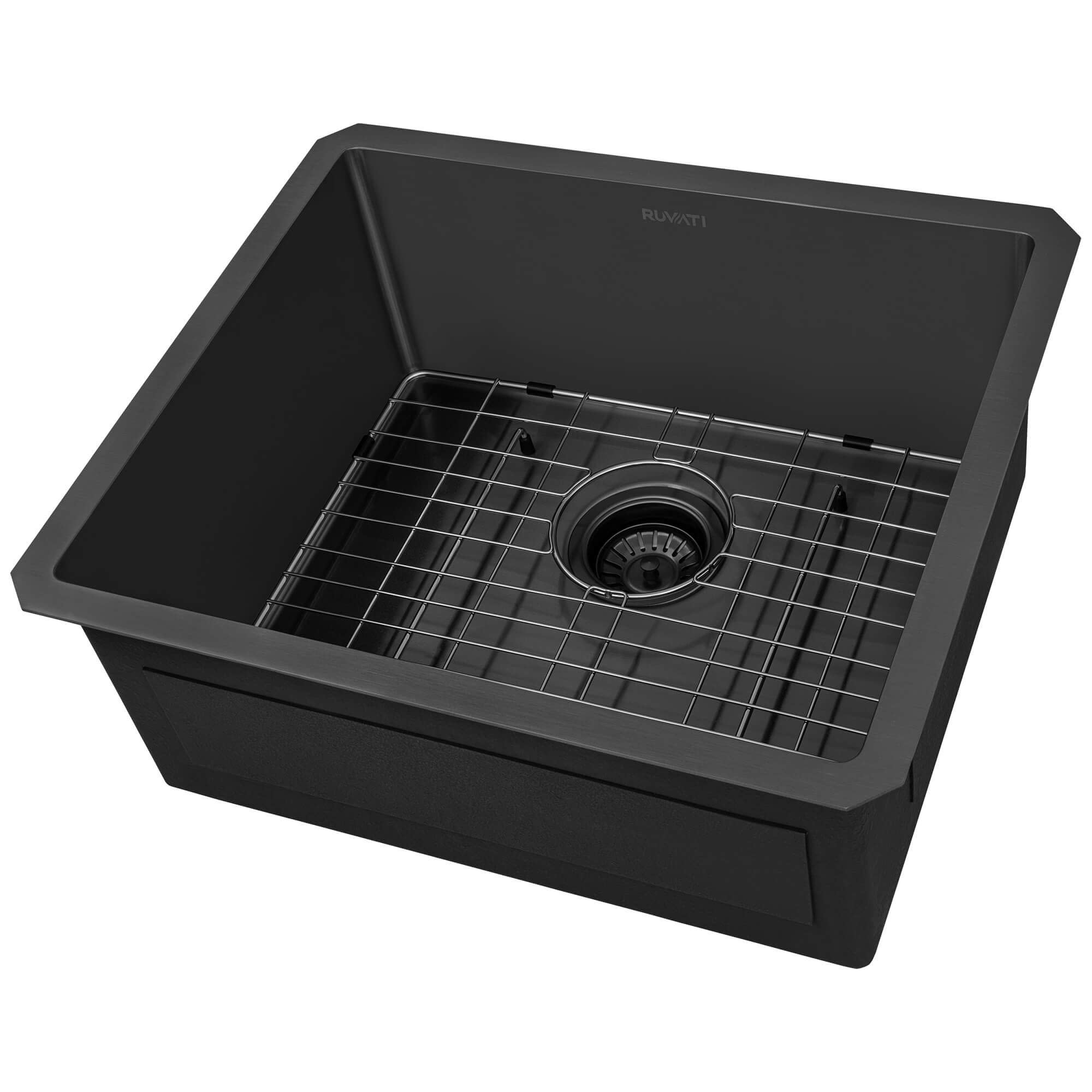 Photos - Kitchen Sink Ruvati RVH7121 Terraza 21" Undermount Single Basin Stainless Steel Bar Sink with Basket Strainer Gunmetal Black Sinks Bar Si