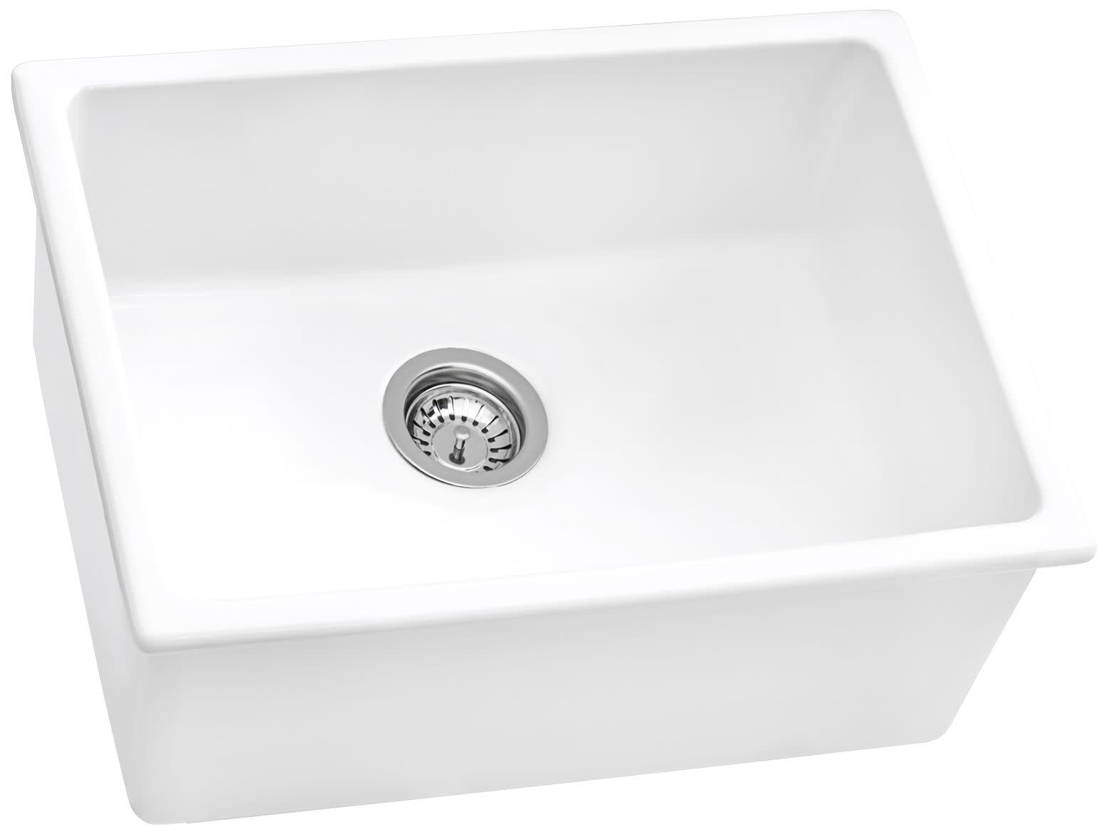 Photos - Kitchen Sink Fiamma Ruvati RVL2420  24" Undermount Single Basin Fireclay  with Basket Strainer White Sinks s Firec 