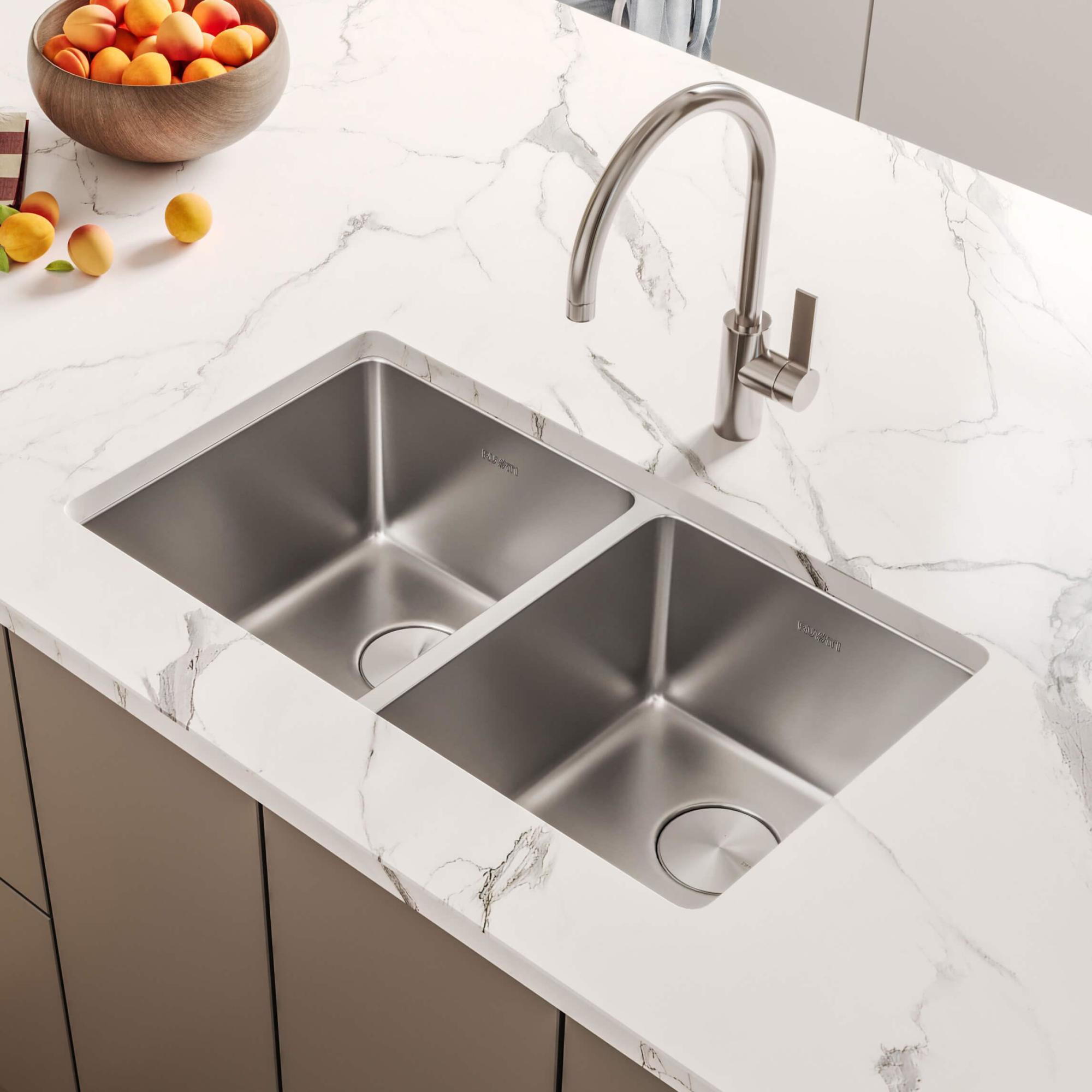 Photos - Kitchen Sink Steel Ruvati RVM5099 Modena 31" Undermount Double Basin Stainless   with 2 Basin Racks and 2 Basket Strainers Sta 